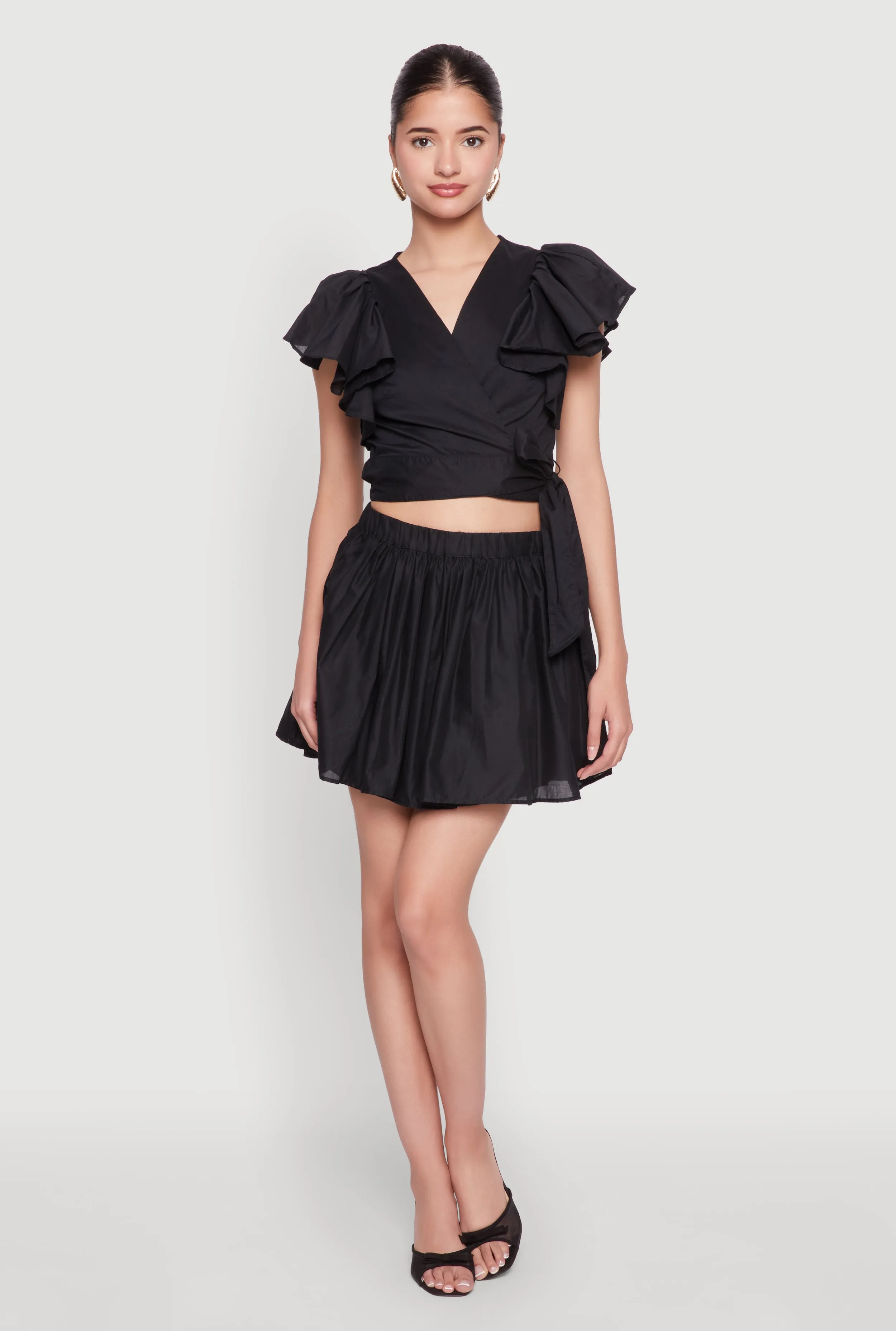 Haute Monde Flutter Sleeve Side Tie Wrap Top sold by Rainbow product image thumbnail 3