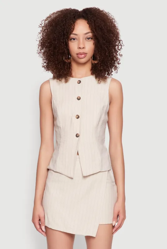 Pinstripe Button Front Blazer Vest sold by Rainbow