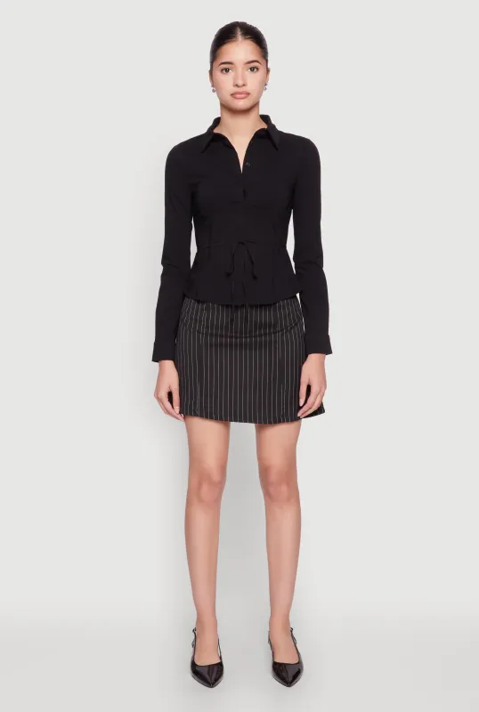 Iris Tie Waist Button Front Shirt sold by Rainbow