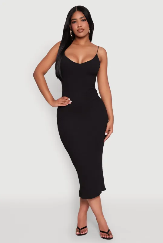 Iris Textured Knit Caged Back Cami Dress sold by Rainbow