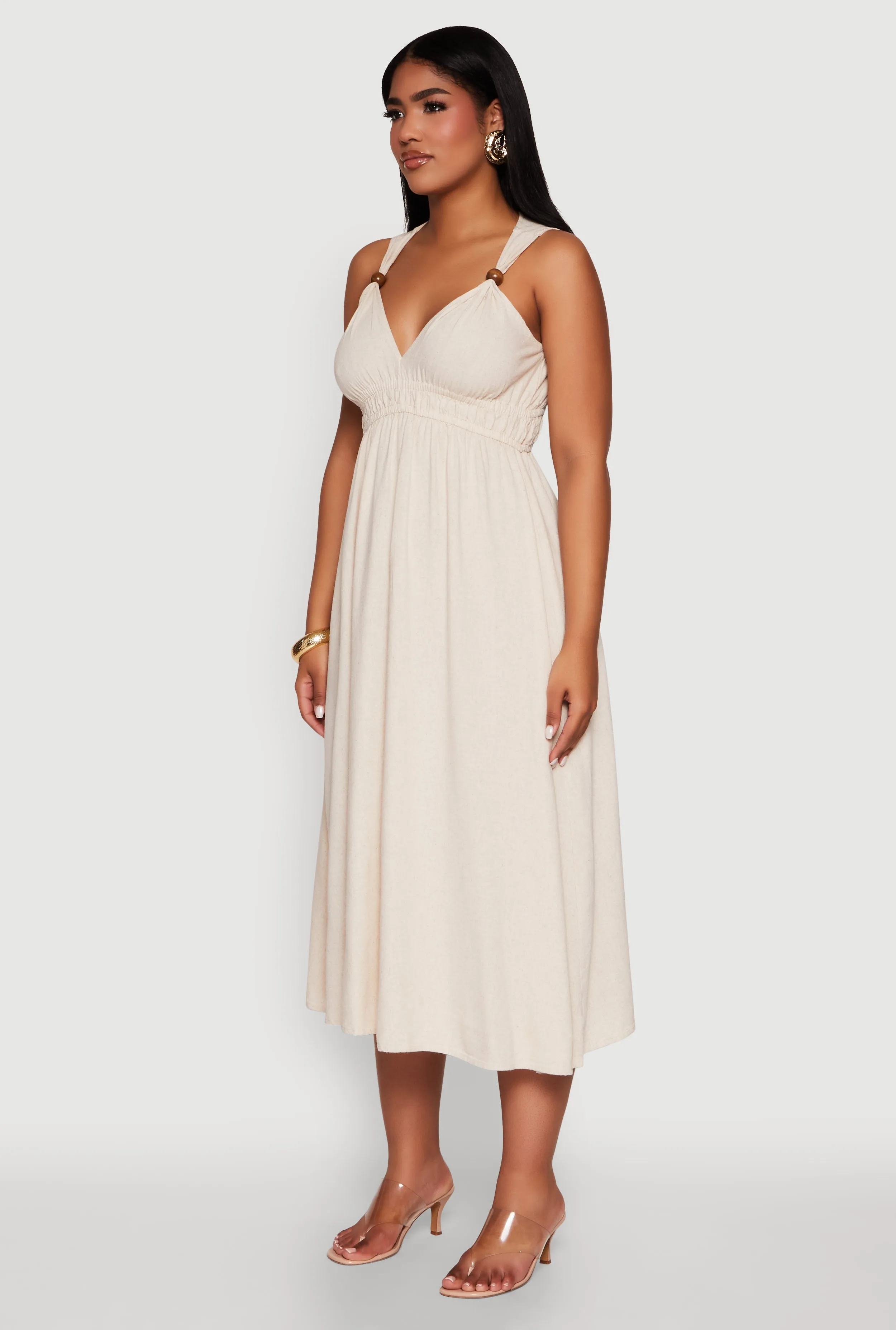 Haute Monde Linen Wood Beaded Strap Sundress sold by Rainbow product image thumbnail 3