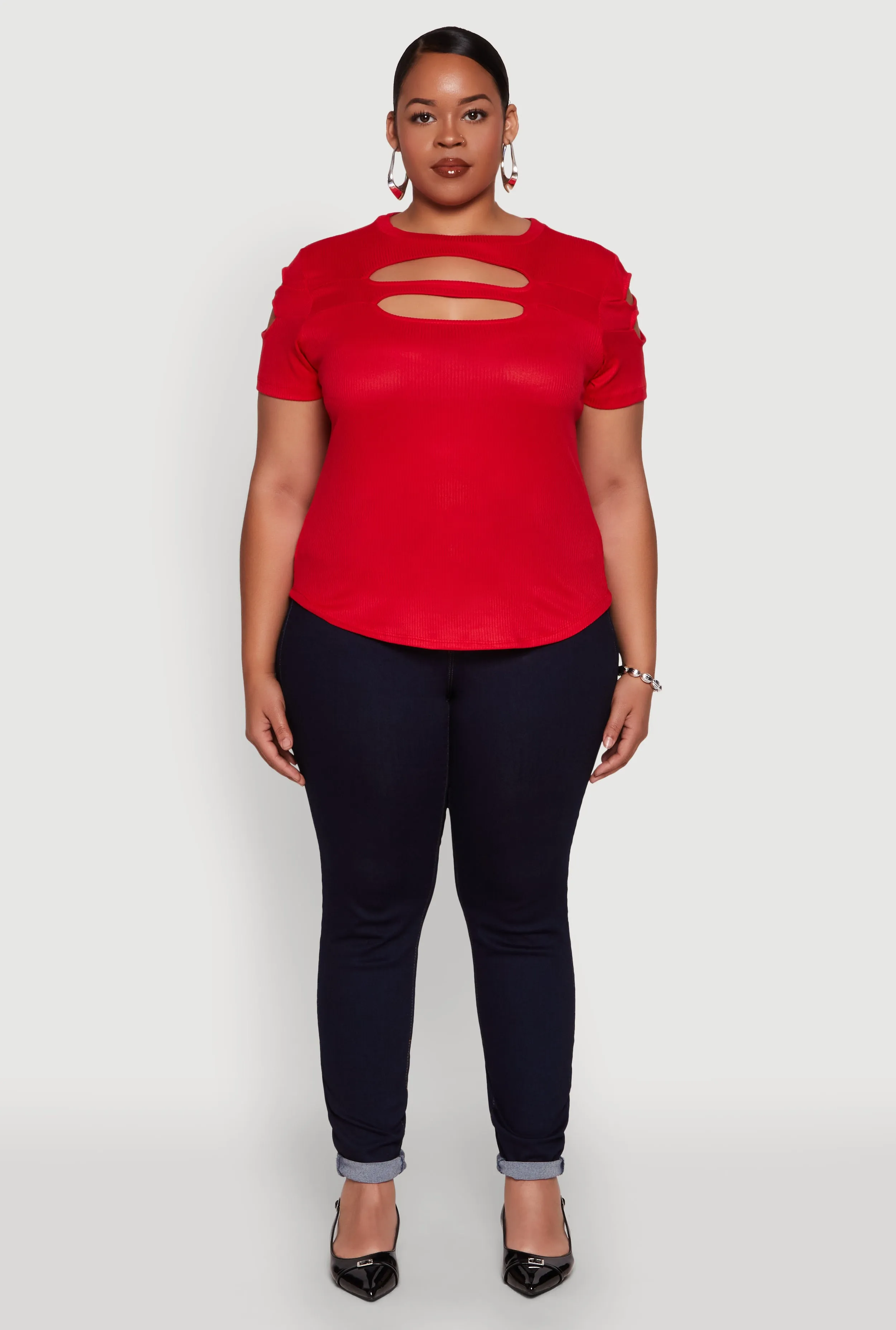 Plus Size Cut Out Detail Short Sleeve Top sold by Rainbow product image thumbnail 3