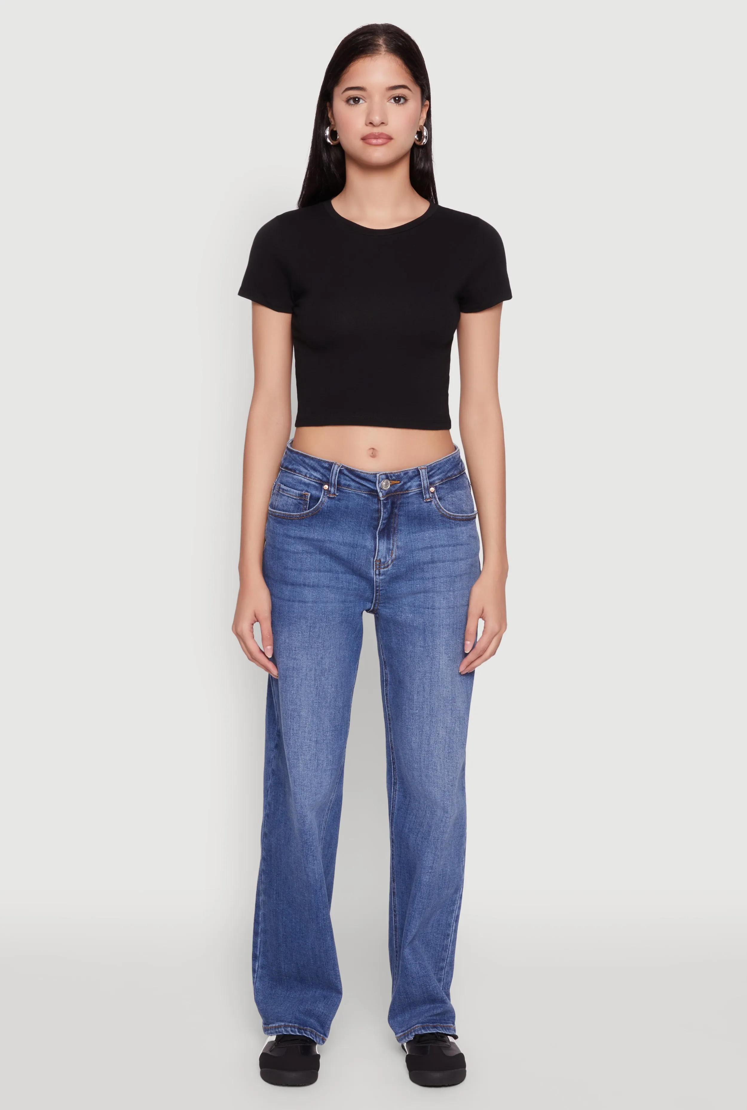 Cropped Short Sleeve Crew Neck Tee sold by Rainbow product image thumbnail 3