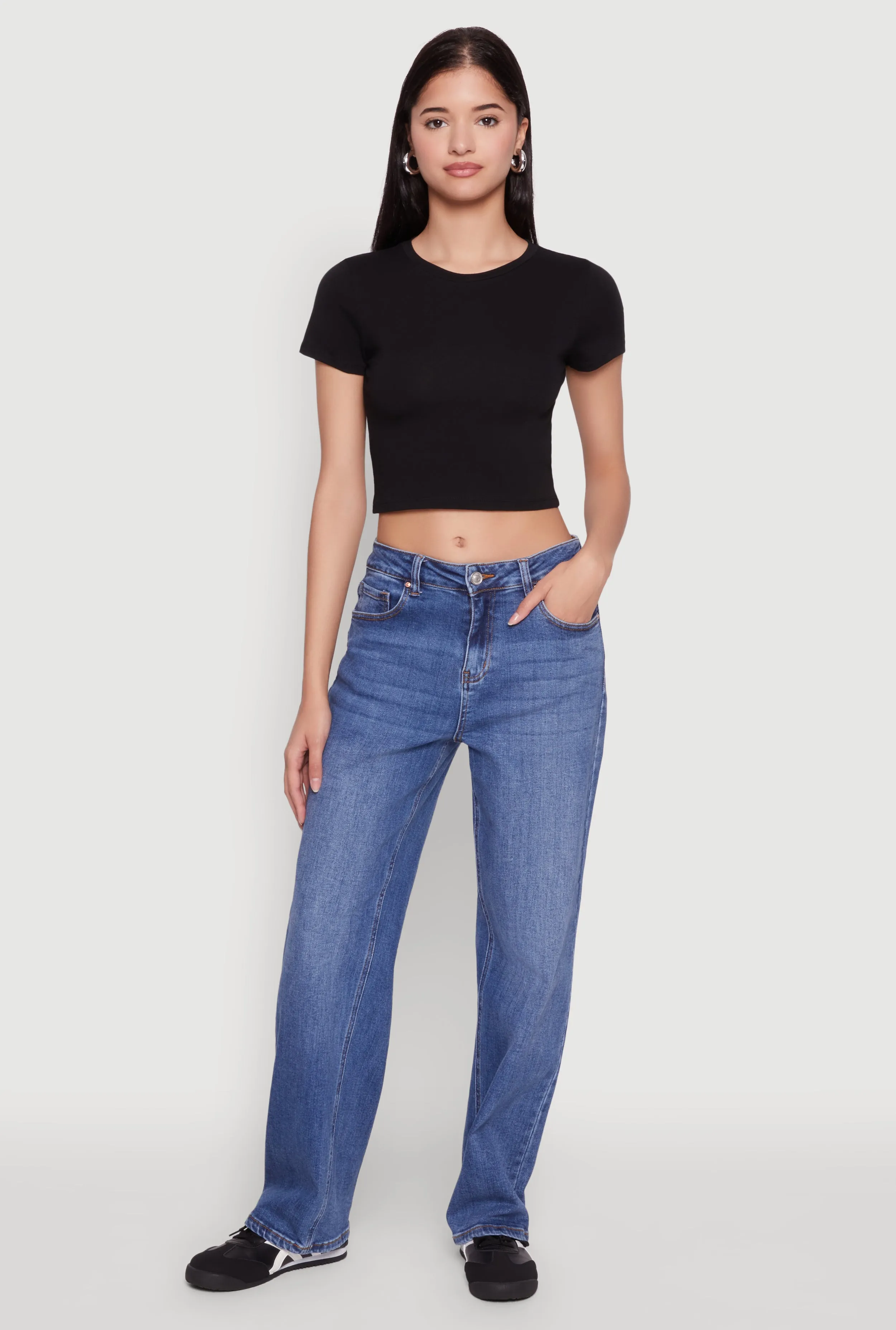 Cropped Short Sleeve Crew Neck Tee sold by Rainbow