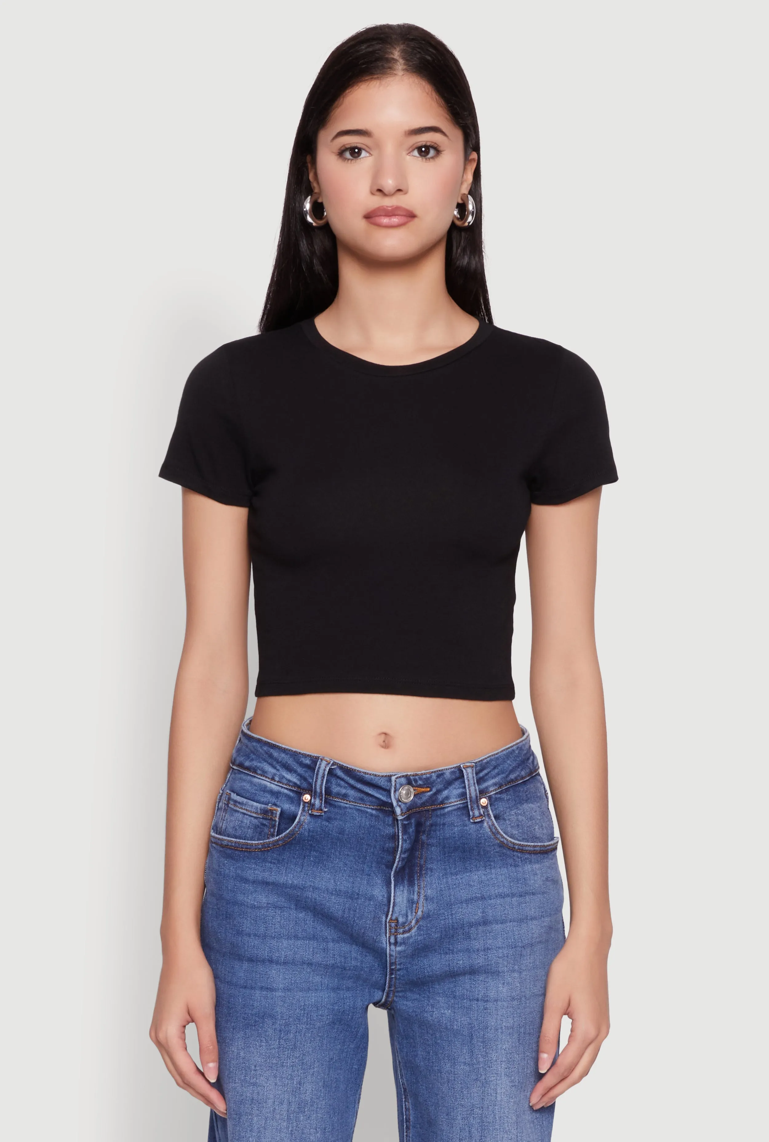 Cropped Short Sleeve Crew Neck Tee sold by Rainbow product image thumbnail 2