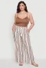 Plus Size Striped Drawstring Waist Palazzo Pants sold by Rainbow