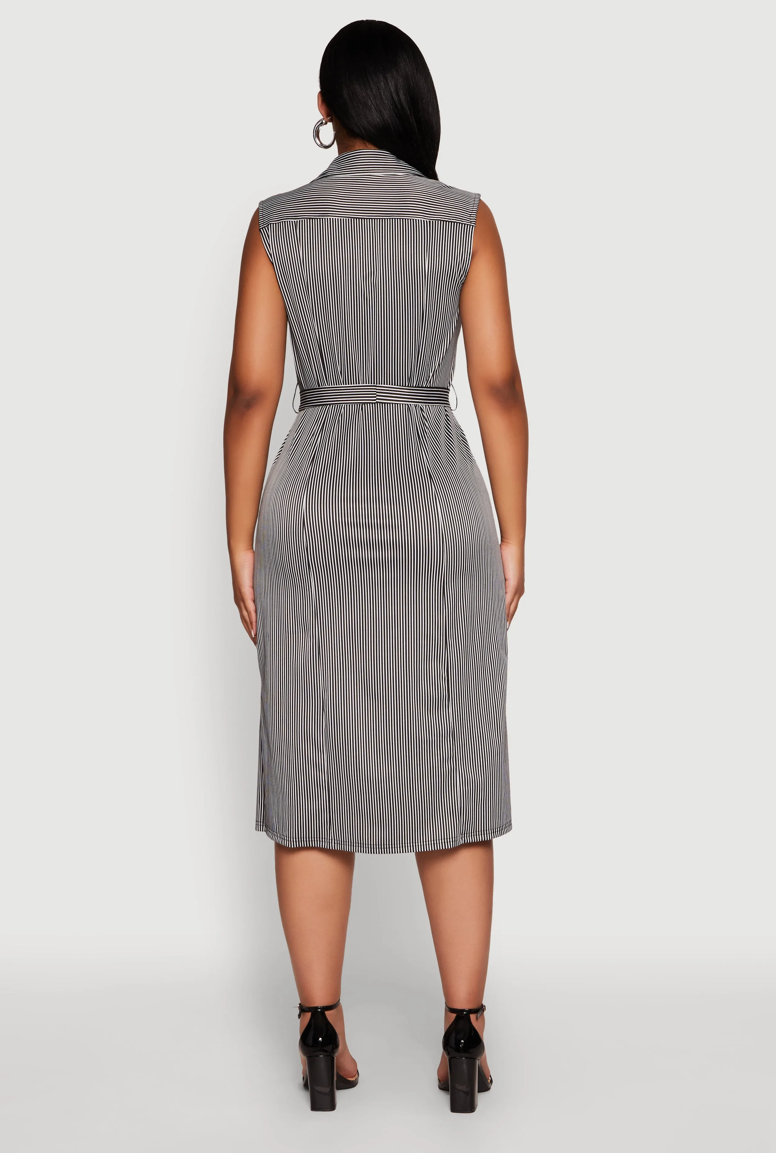 Striped Button Detail Tie Waist Shirt Dress sold by Rainbow product image thumbnail 5