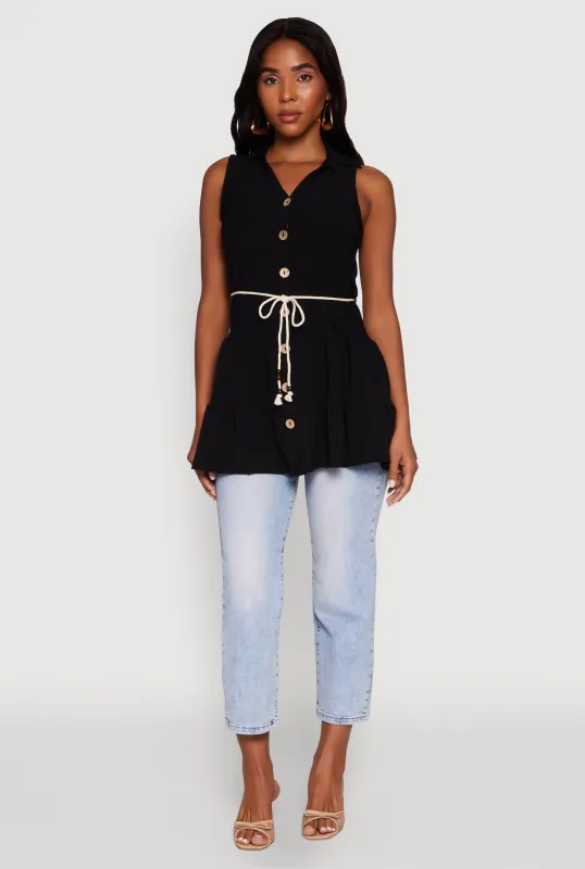 Crepe Knit Tiered Tunic Top sold by Rainbow