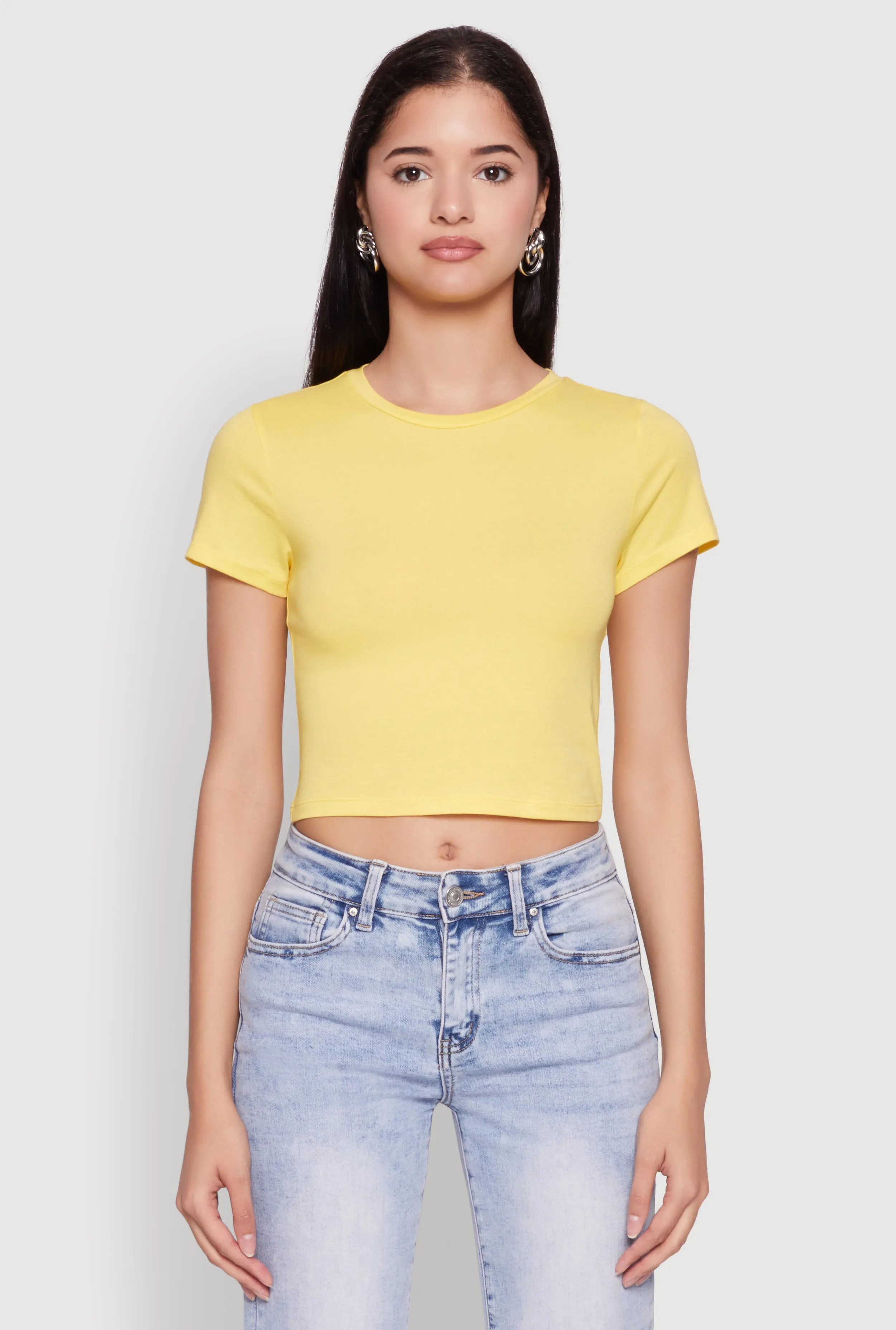 Cropped Short Sleeve Crew Neck Tee sold by Rainbow product image thumbnail 2