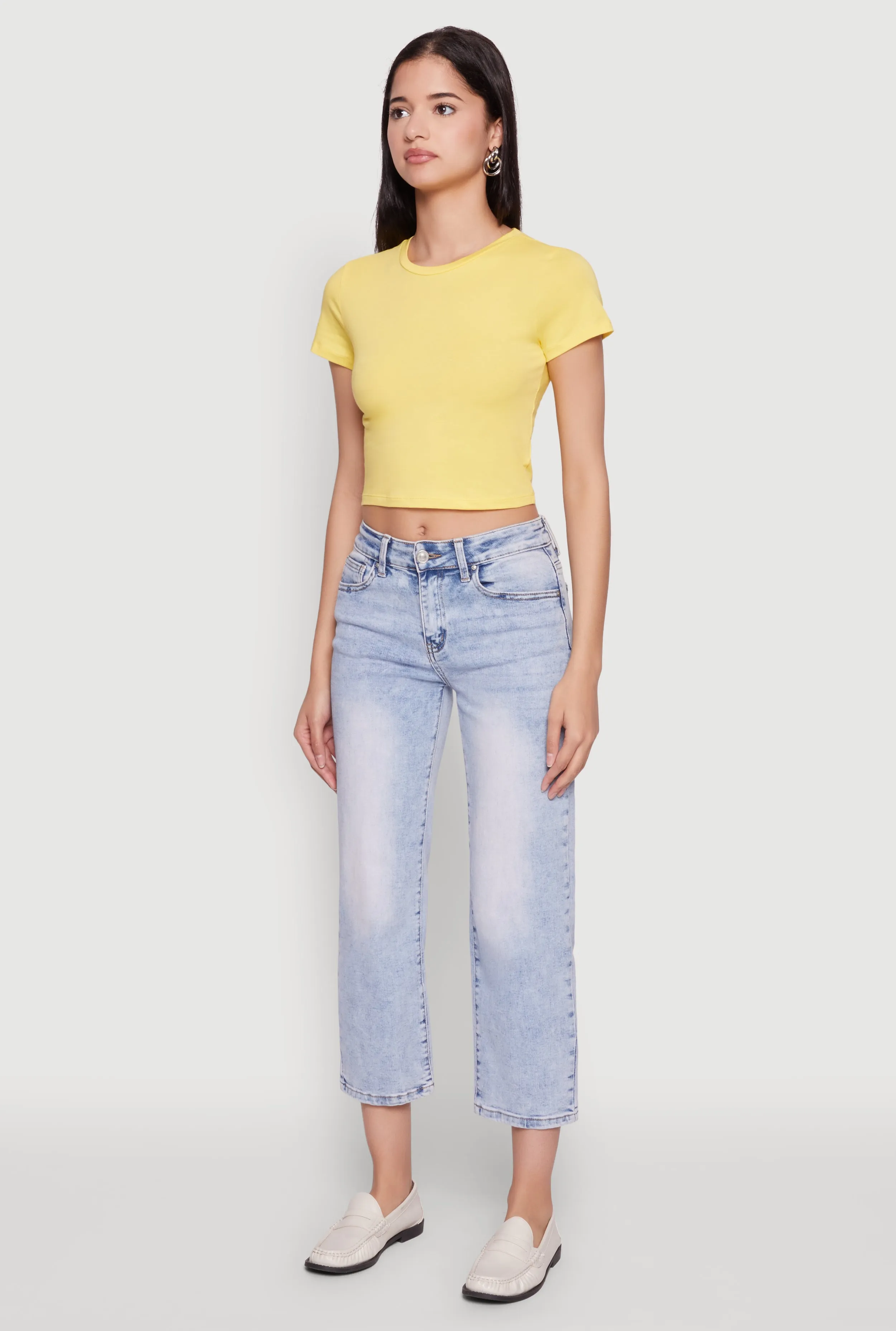 Cropped Short Sleeve Crew Neck Tee sold by Rainbow product image thumbnail 5