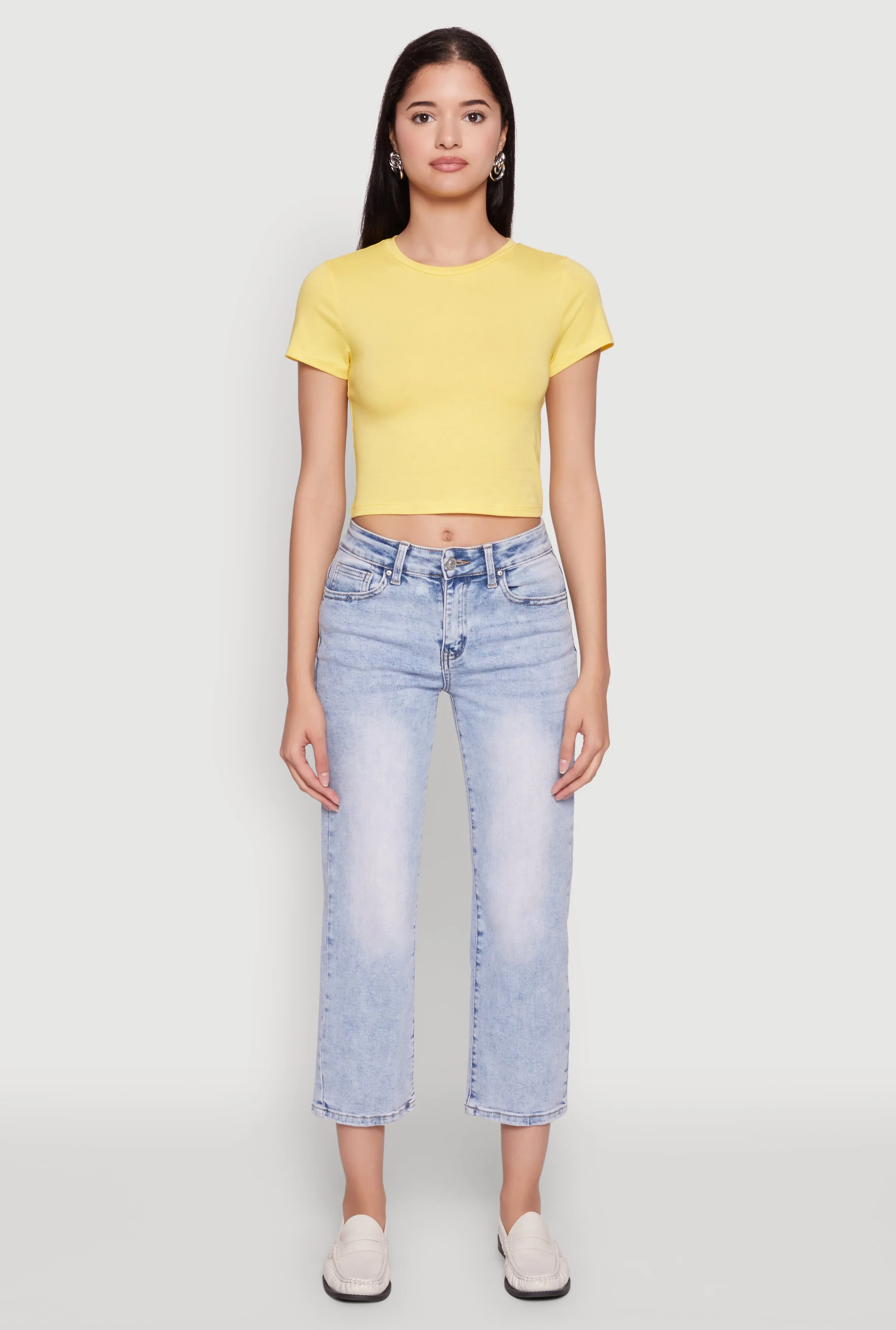 Cropped Short Sleeve Crew Neck Tee sold by Rainbow product image thumbnail 3