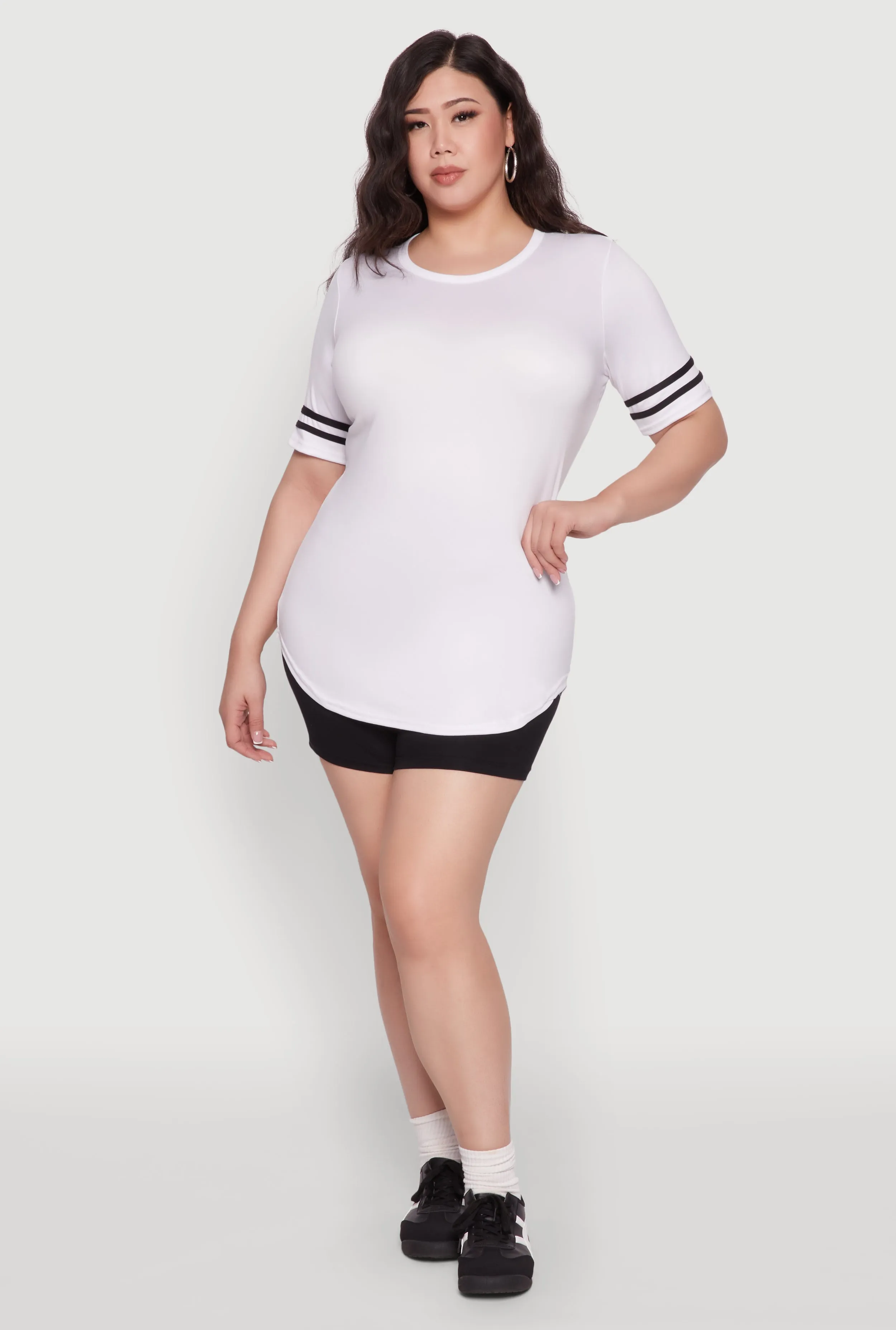 Plus Size Varsity Stripe Detail Short Sleeve Tee sold by Rainbow product image thumbnail 3