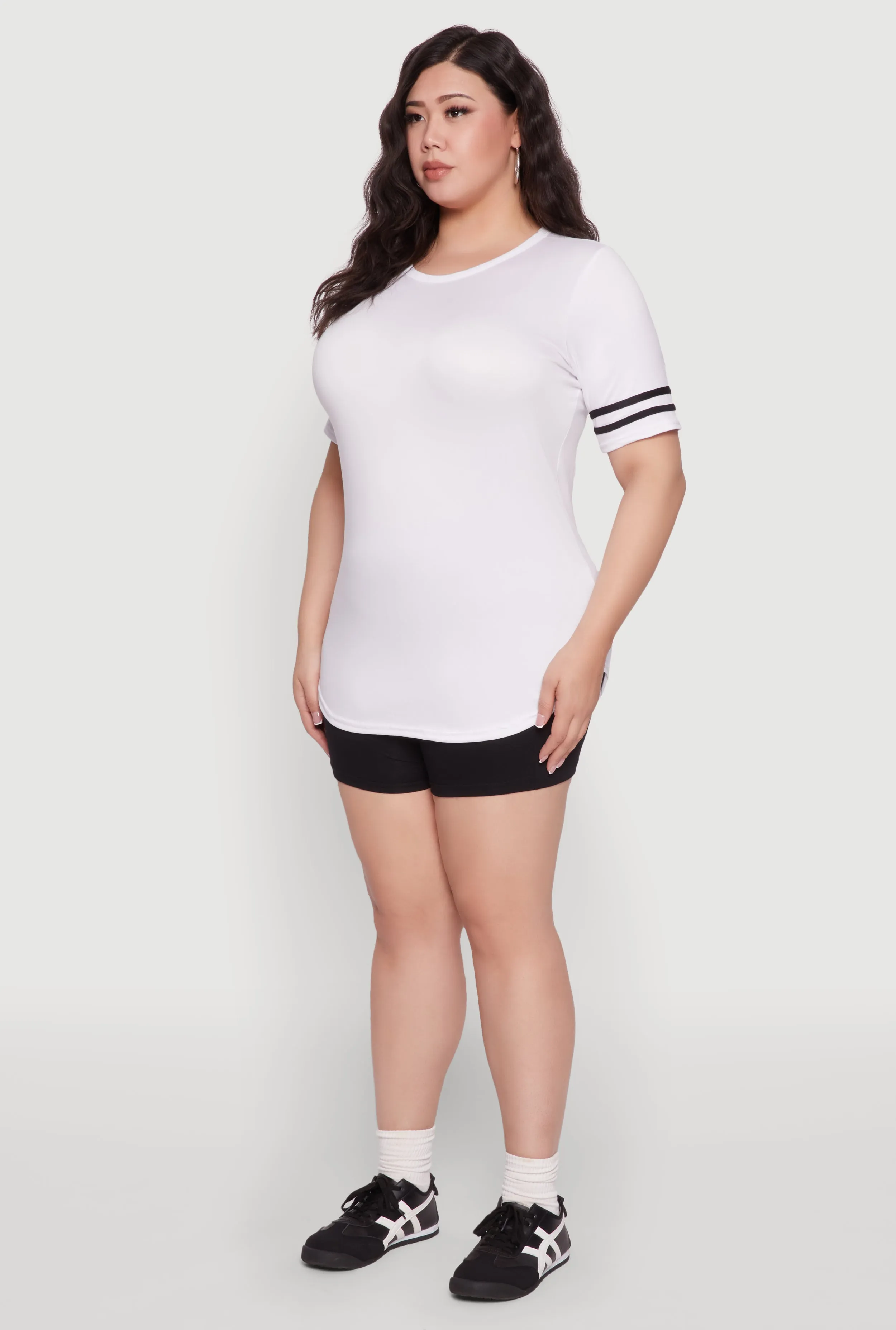 Plus Size Varsity Stripe Detail Short Sleeve Tee sold by Rainbow product image thumbnail 5