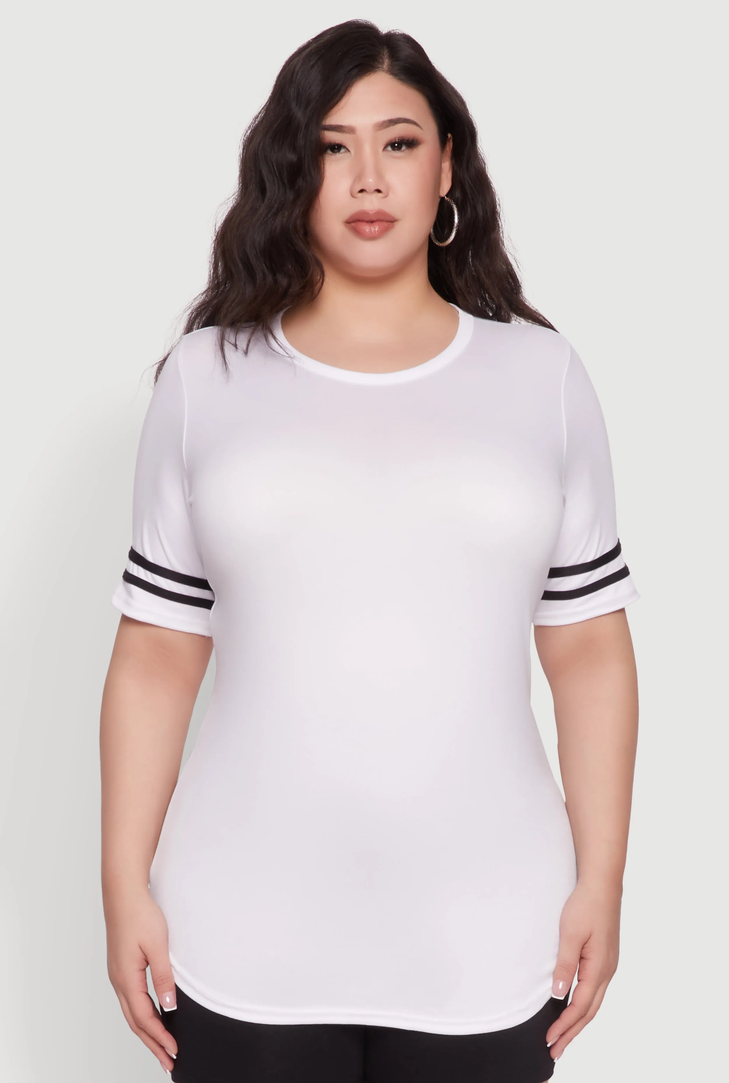 Plus Size Varsity Stripe Detail Short Sleeve Tee sold by Rainbow product image thumbnail 2