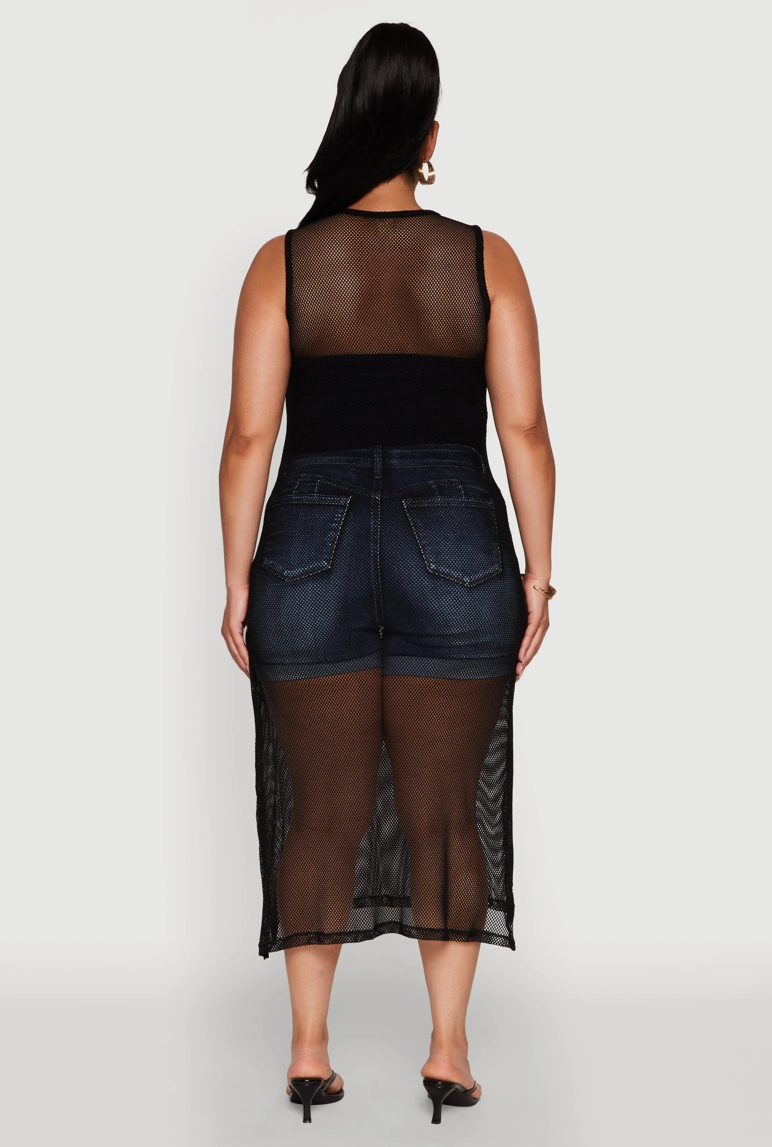 Plus Size Fishnet Side Slit Maxi Tank Top sold by Rainbow product image thumbnail 5