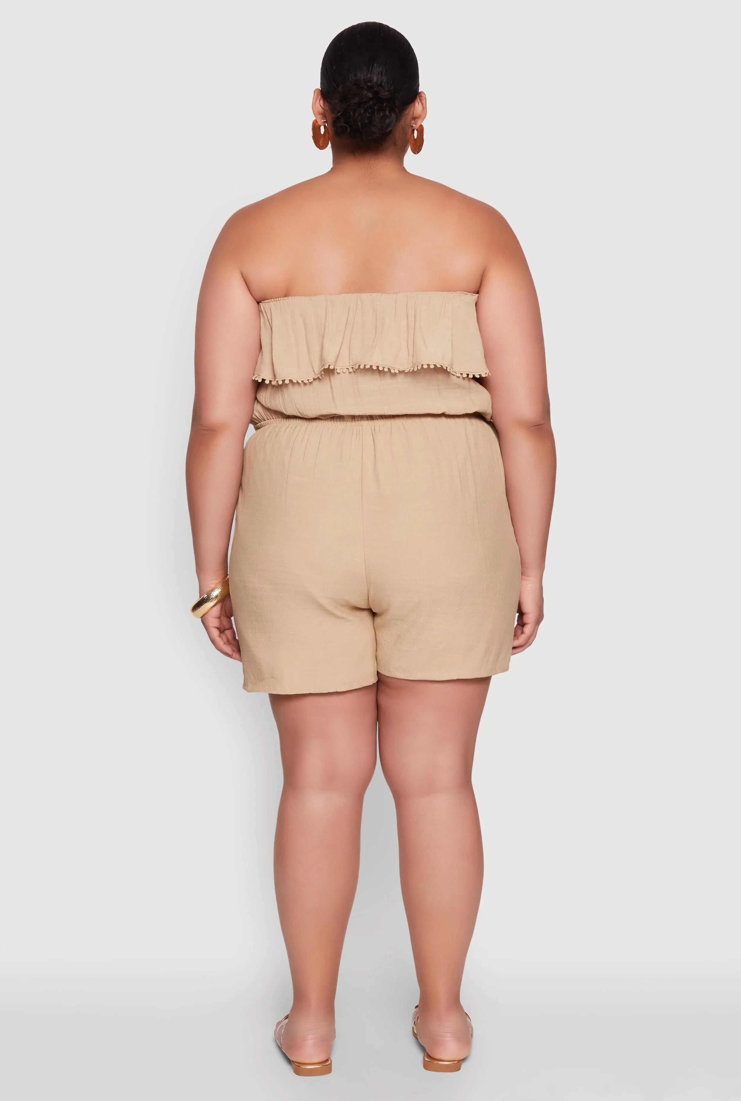 Plus Size Gauze Knit Ruffle Overlay Romper sold by Rainbow product image thumbnail 5