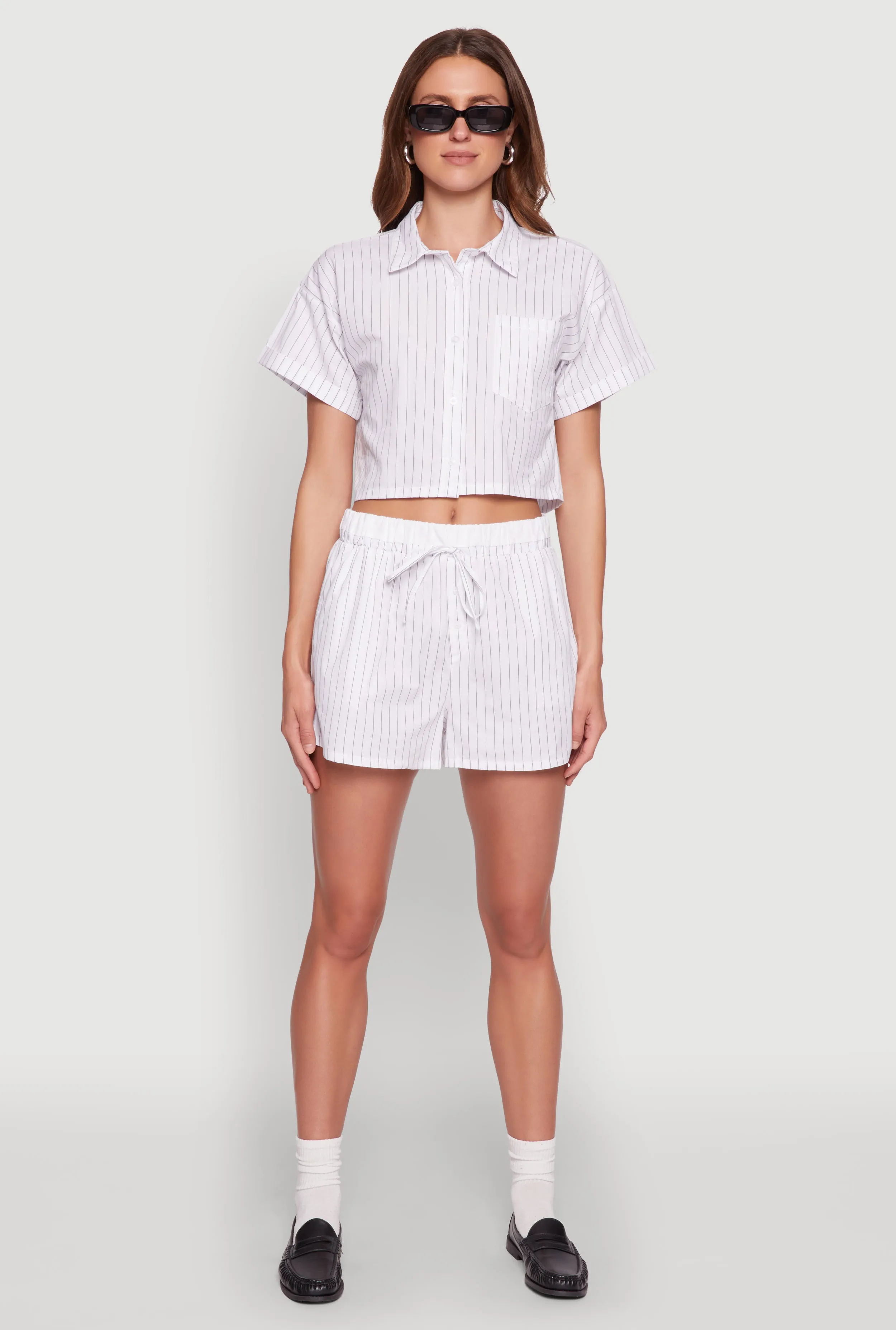 Iris Contrast Trim Pinstripe Shorts sold by Rainbow product image thumbnail 2