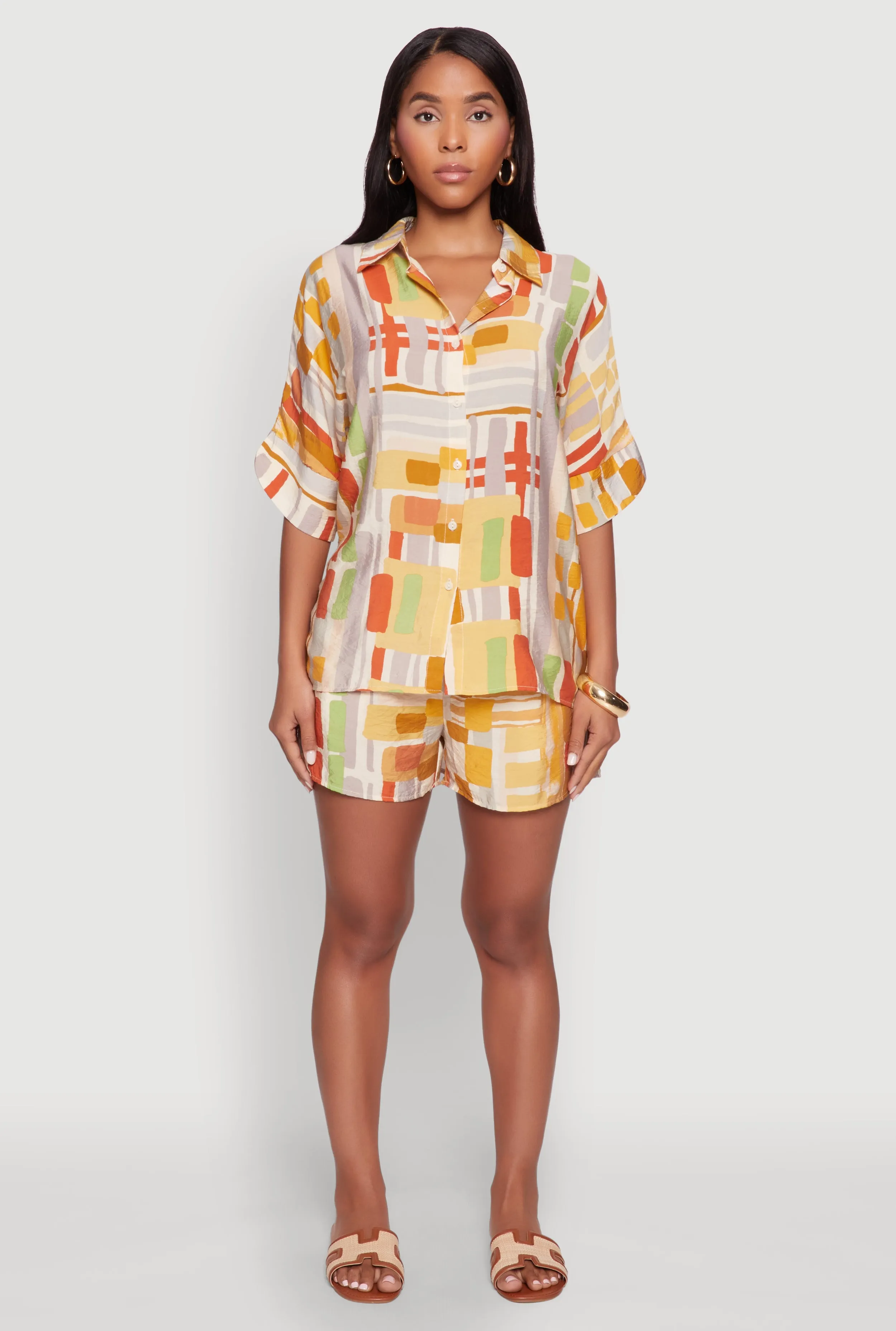 Abstract Geometric Print Airy Shirt sold by Rainbow product image thumbnail 3
