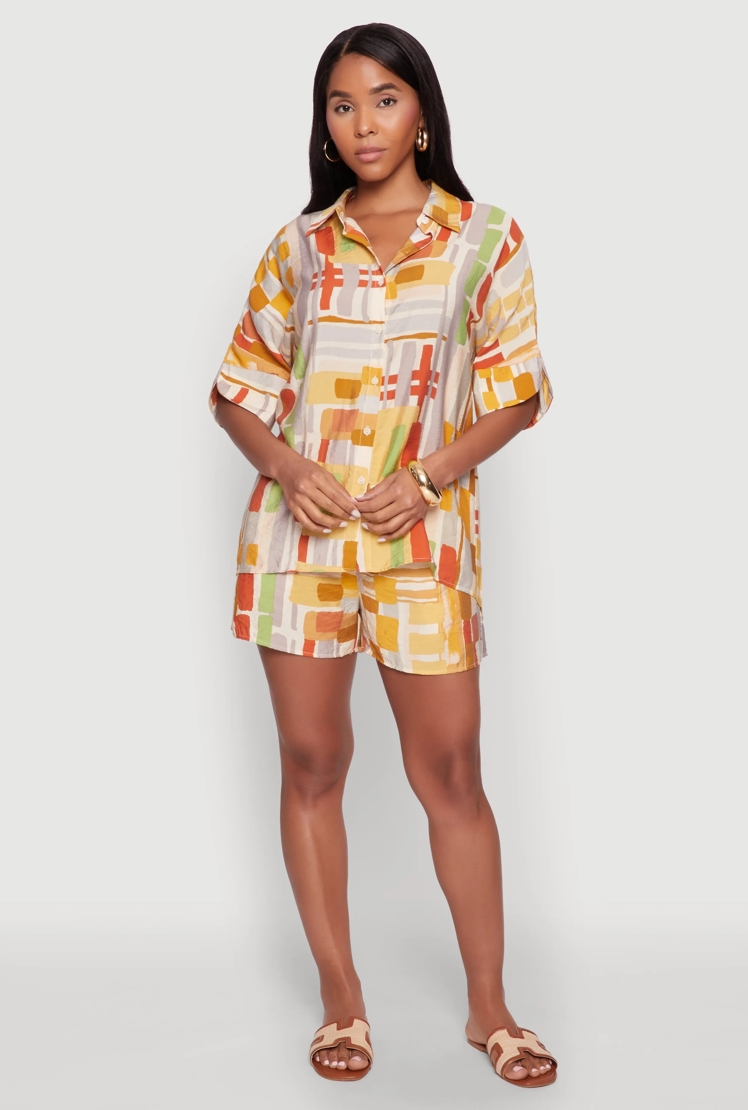 Abstract Geometric Print Airy Shirt sold by Rainbow product image thumbnail 2
