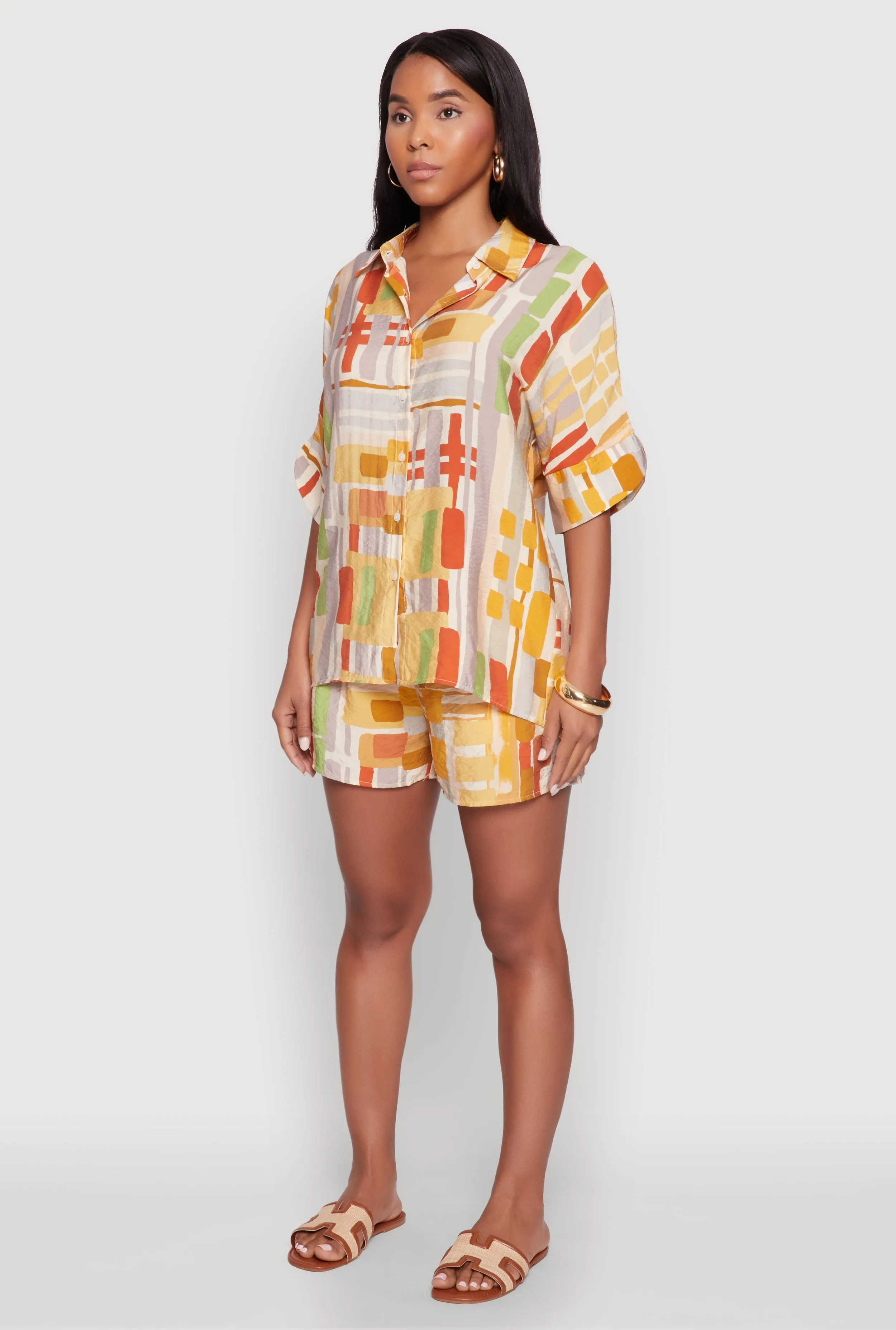 Abstract Geometric Print Airy Shirt sold by Rainbow product image thumbnail 5