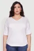 Plus Size Ruched Side Tie V Neck Top sold by Rainbow
