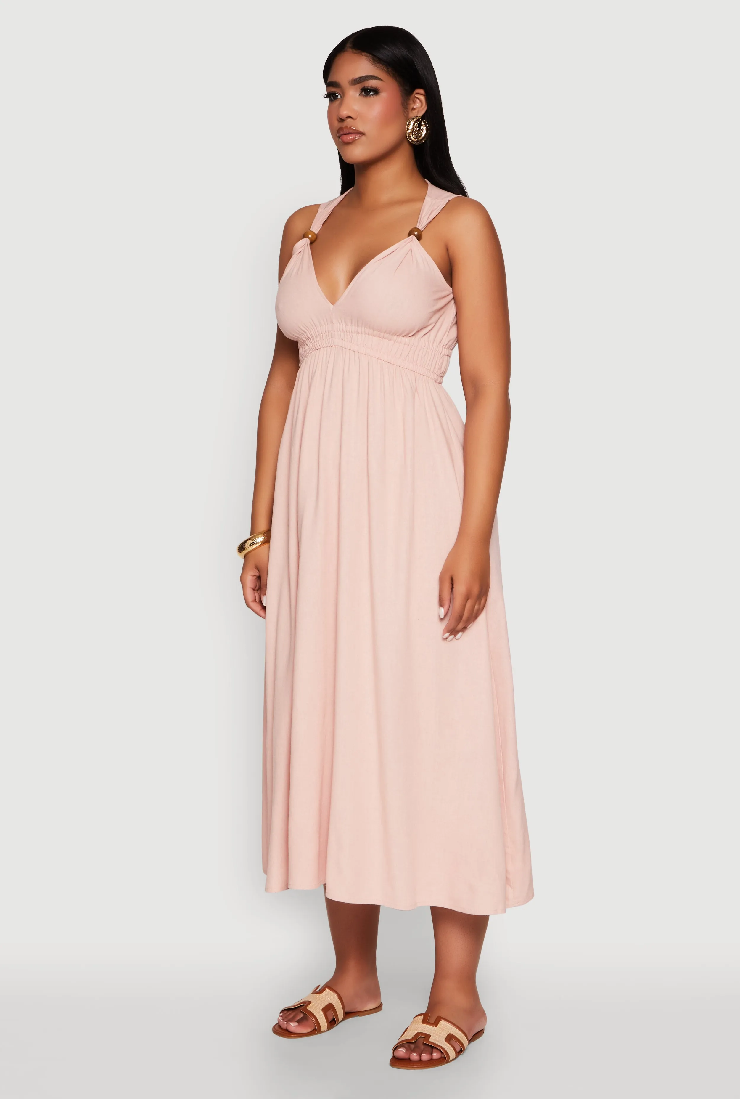 Haute Monde Linen Wood Beaded Strap Sundress sold by Rainbow product image thumbnail 3