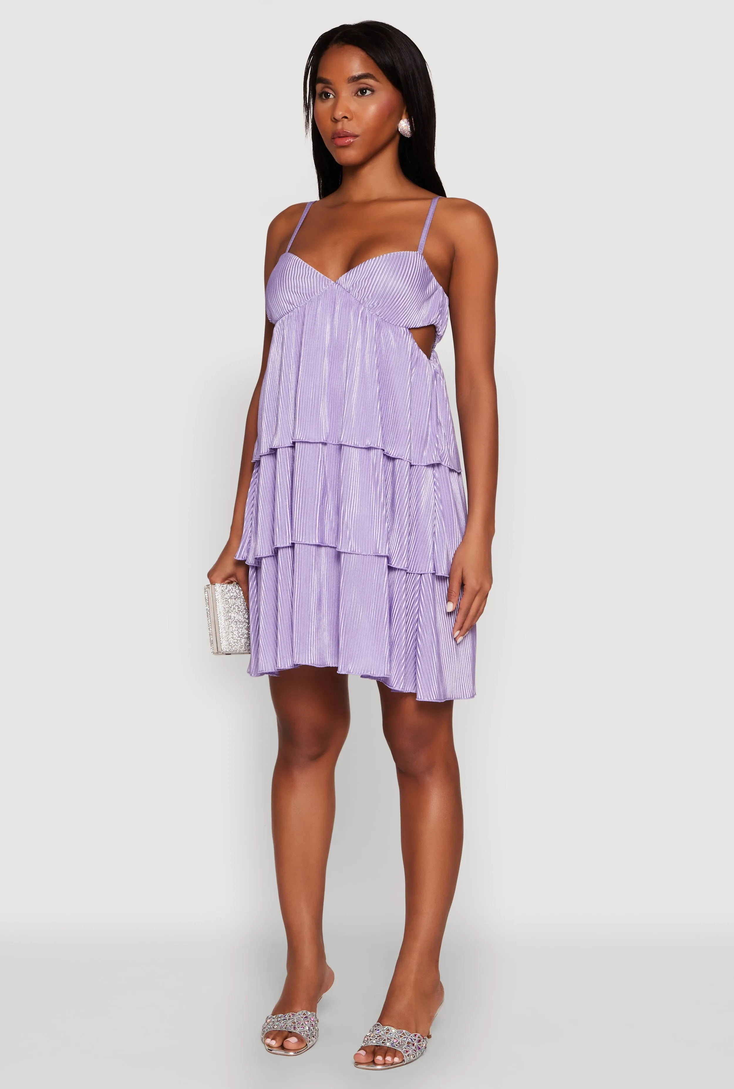 Plisse Cut Out Tiered Ruffle Mini Dress sold by Rainbow product image thumbnail 3