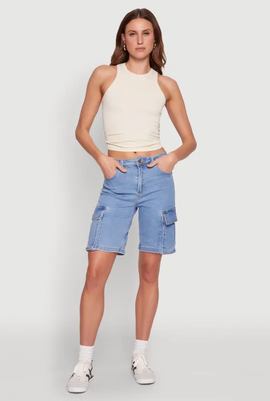 Haute Monde Denim Cargo Bermuda Shorts sold by Rainbow