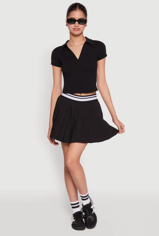 Varsity Stripe Waistband Pleated Tennis Skirt sold by Rainbow