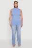Plus Size Seamless Mock Neck Rib Knit Tank Top sold by Rainbow