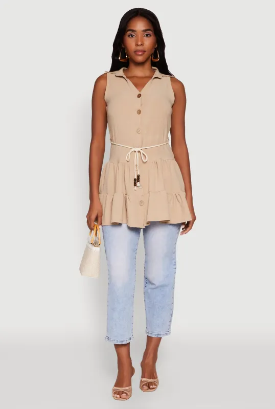 Crepe Knit Tiered Tunic Top sold by Rainbow