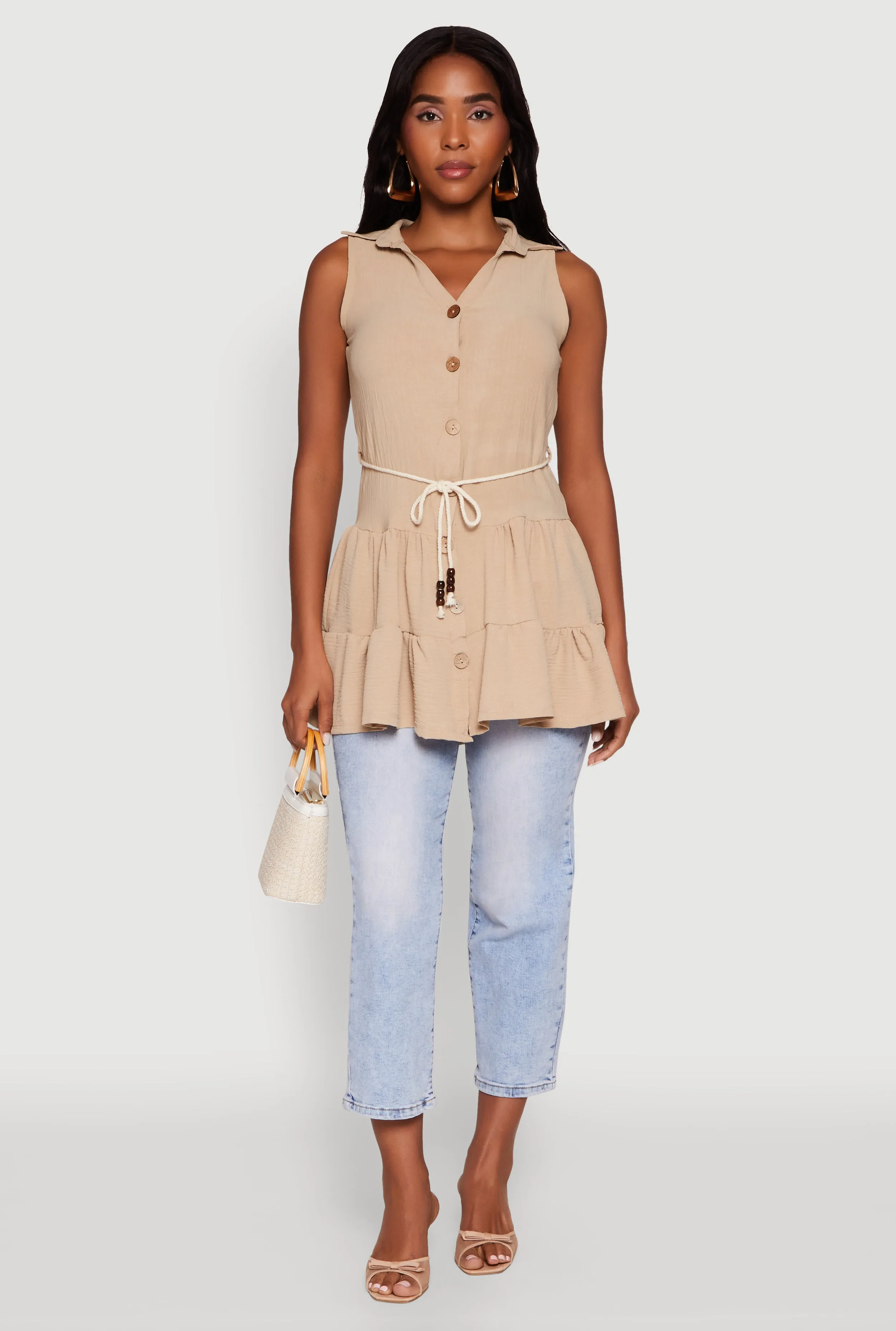 Crepe Knit Tiered Tunic Top sold by Rainbow