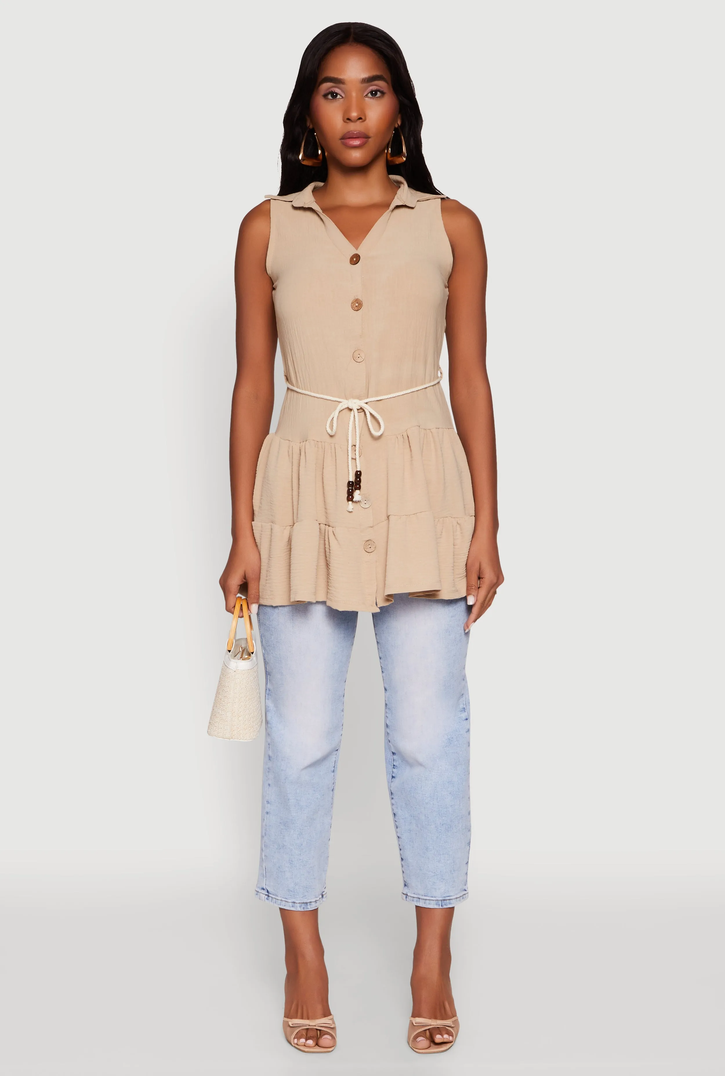 Crepe Knit Tiered Tunic Top sold by Rainbow product image thumbnail 3