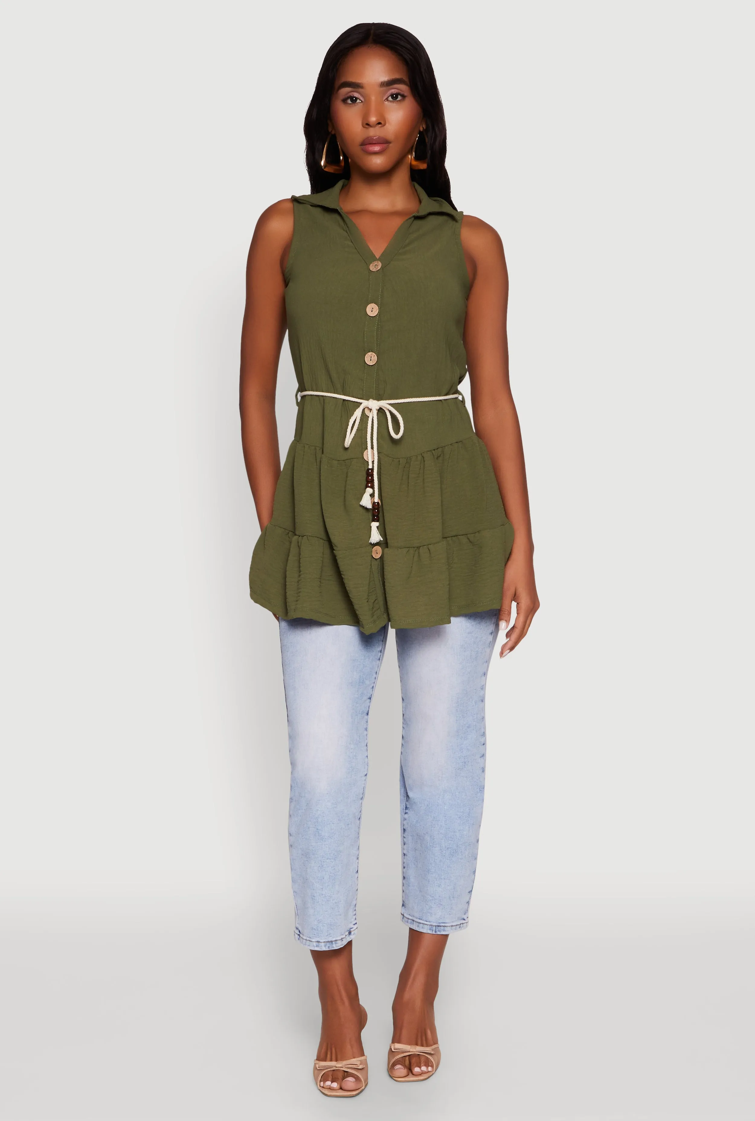 Crepe Knit Tiered Tunic Top sold by Rainbow