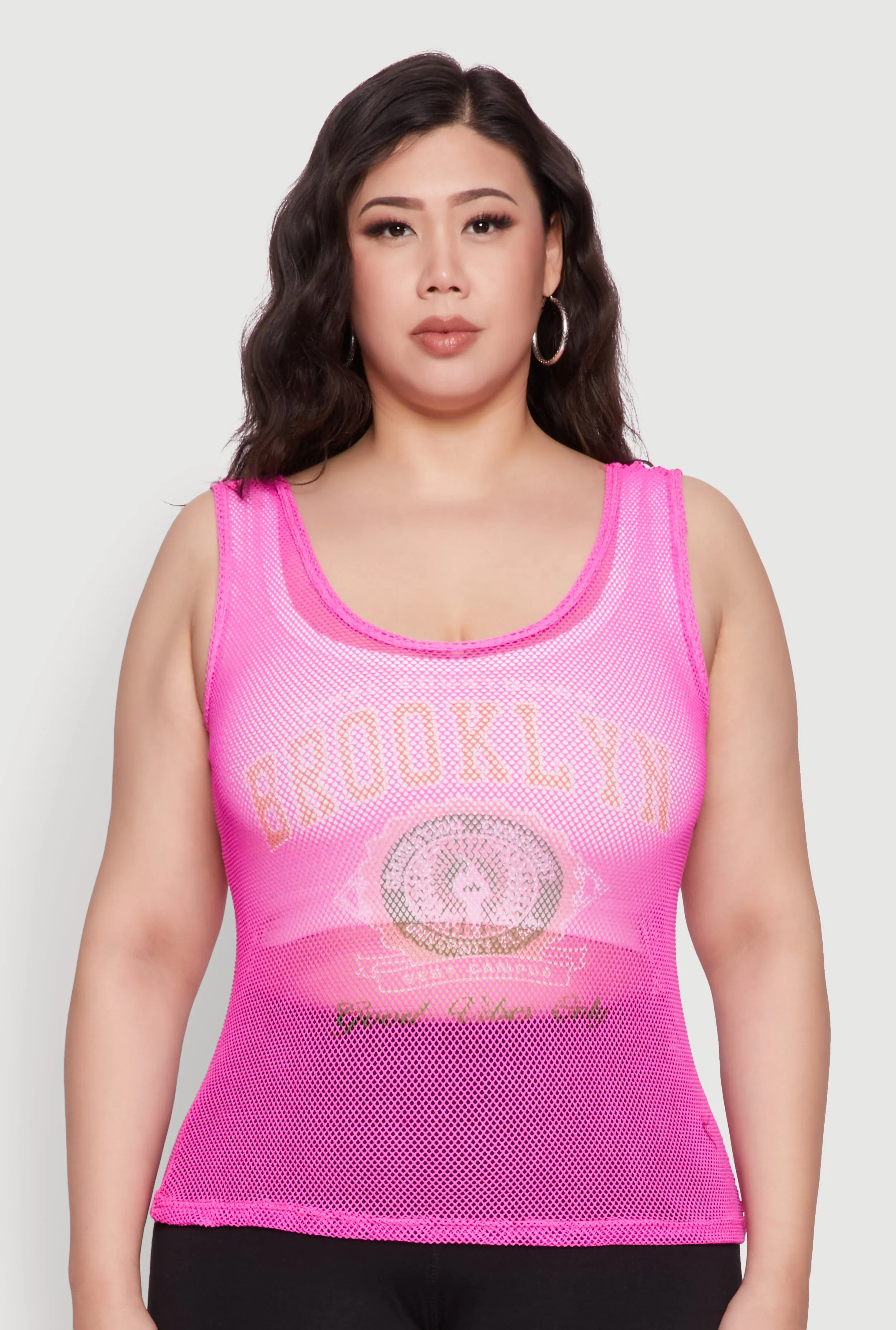 Plus Size Brooklyn Graphic Fishnet Tank Top sold by Rainbow product image thumbnail 2