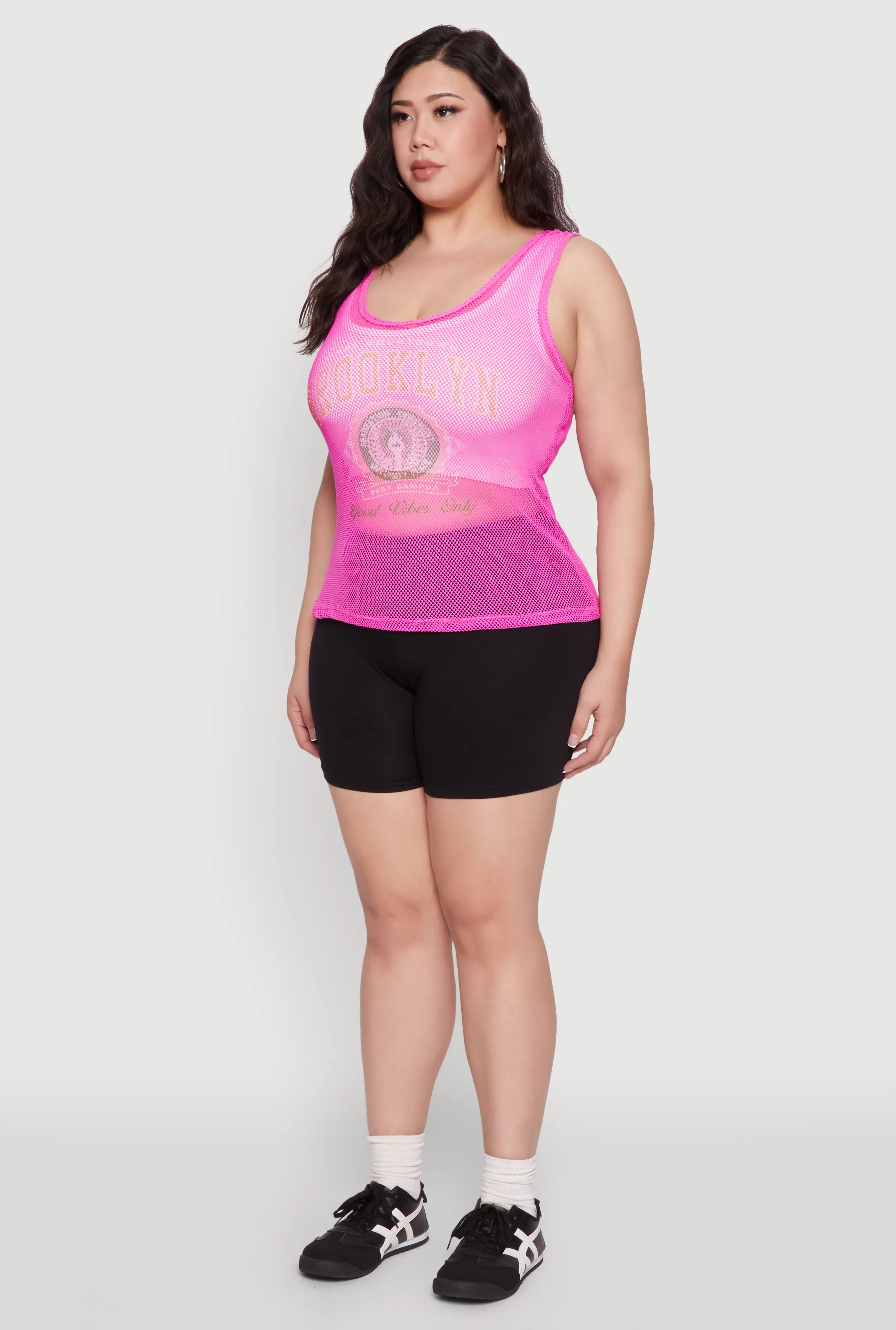 Plus Size Brooklyn Graphic Fishnet Tank Top sold by Rainbow product image thumbnail 5