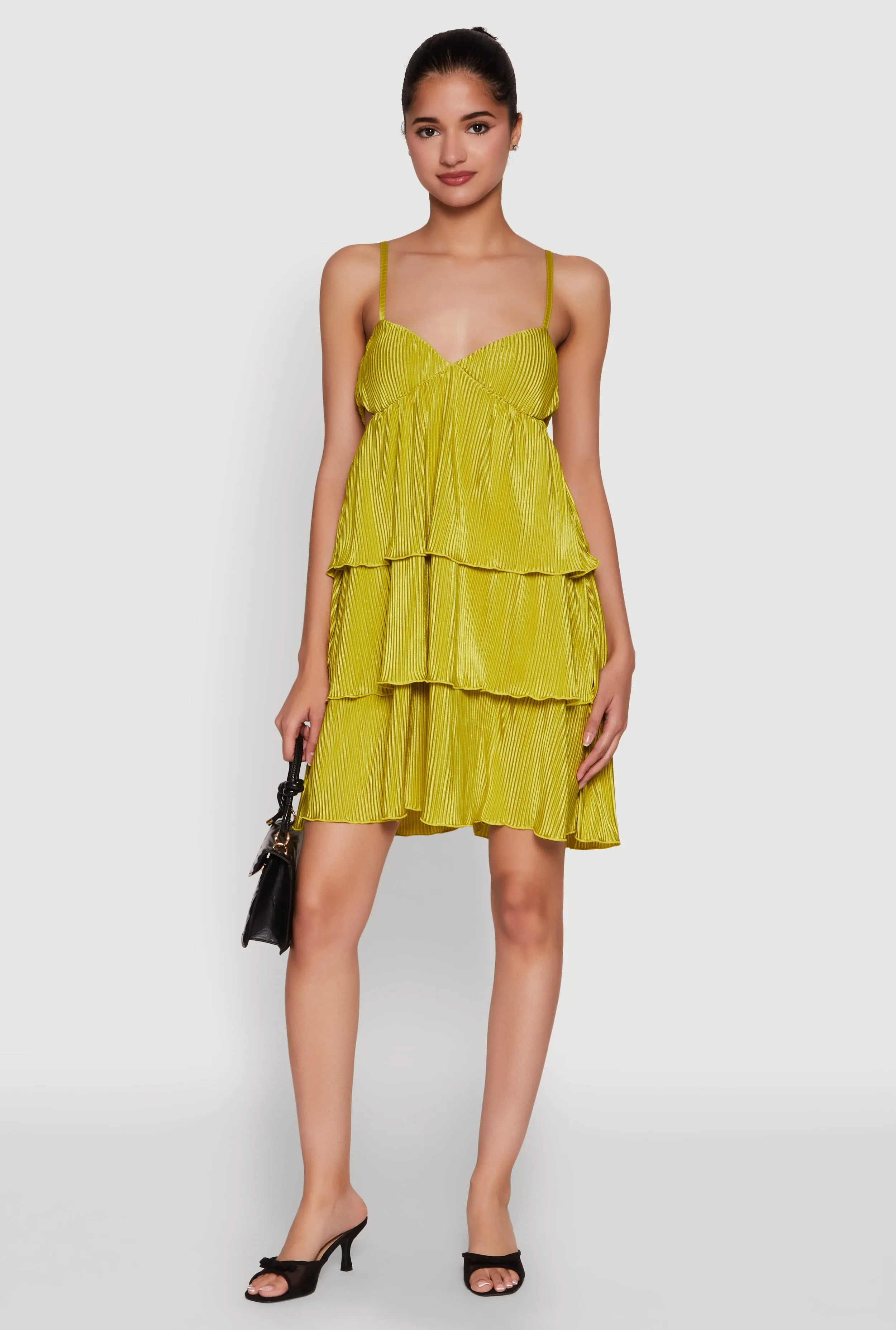 Plisse Cut Out Tiered Ruffle Mini Dress sold by Rainbow