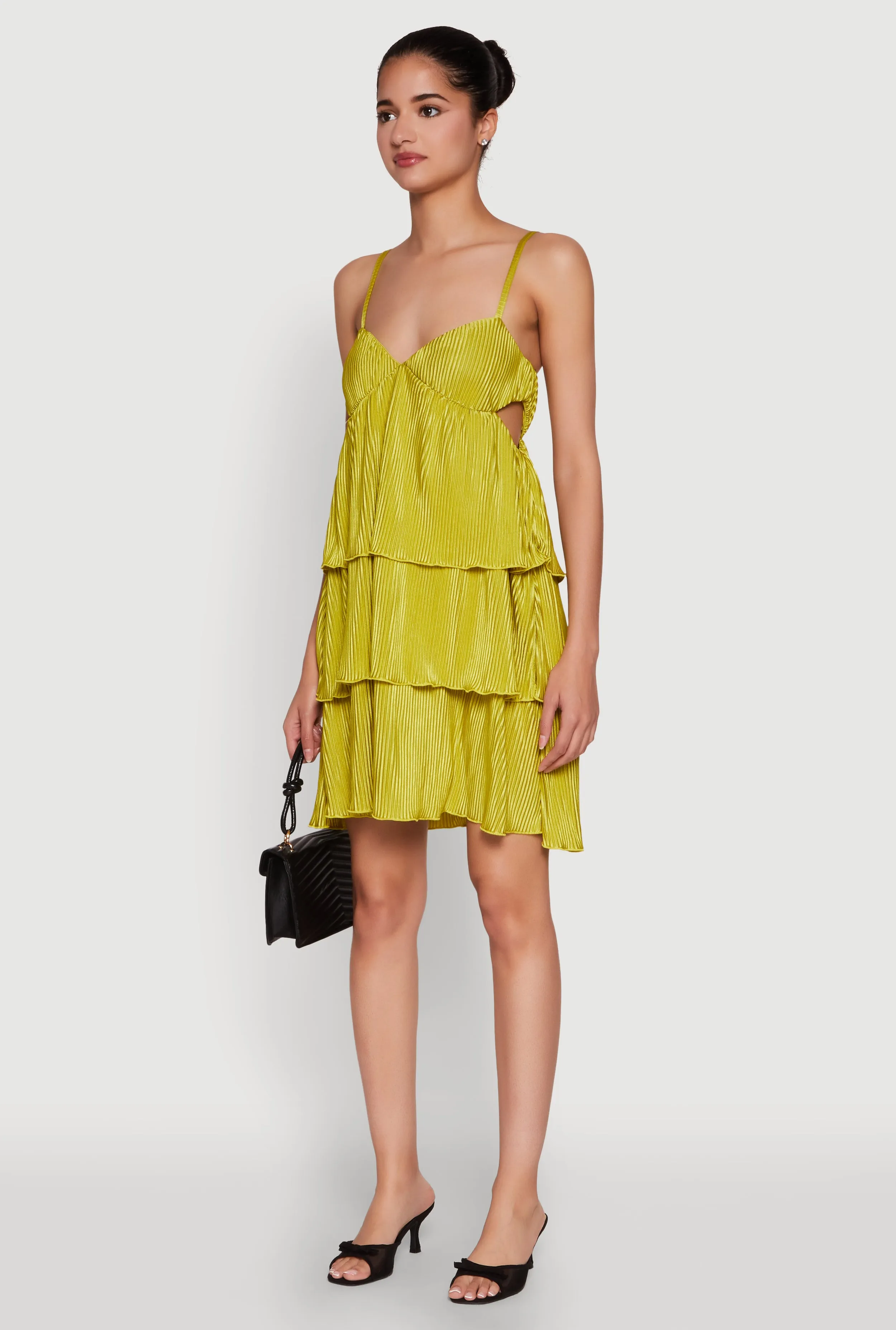 Plisse Cut Out Tiered Ruffle Mini Dress sold by Rainbow product image thumbnail 3