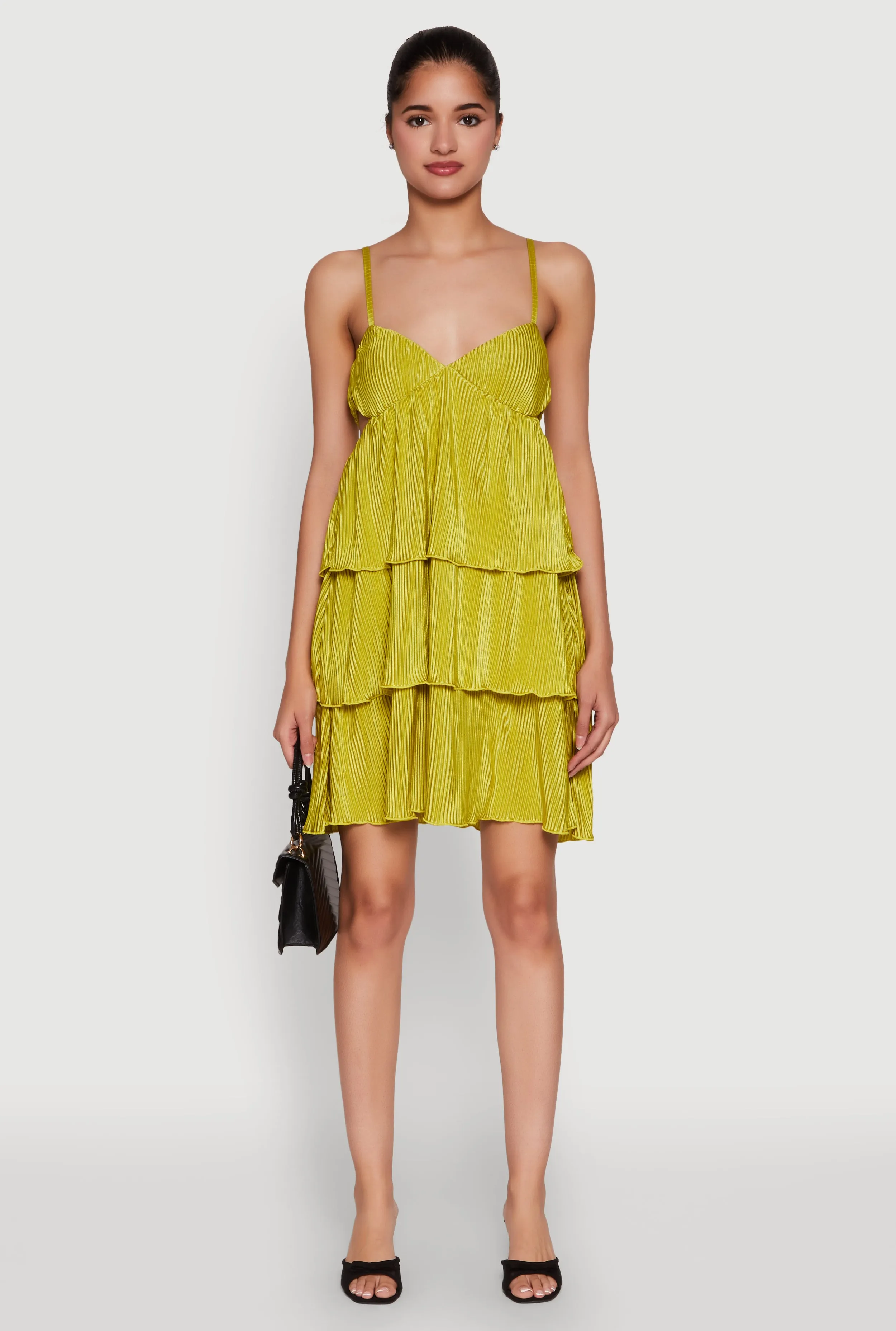 Plisse Cut Out Tiered Ruffle Mini Dress sold by Rainbow product image thumbnail 2