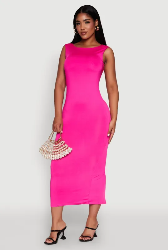 Scoop Neck Open Back Maxi Dress sold by Rainbow