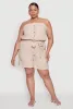 Plus Size Tie Waist Belted Pinstripe Romper sold by Rainbow
