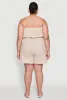 Plus Size Tie Waist Belted Pinstripe Romper sold by Rainbow