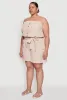 Plus Size Tie Waist Belted Pinstripe Romper sold by Rainbow