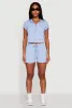 Ribbed Knit Short Sleeve Zip Front Hoodie sold by Rainbow