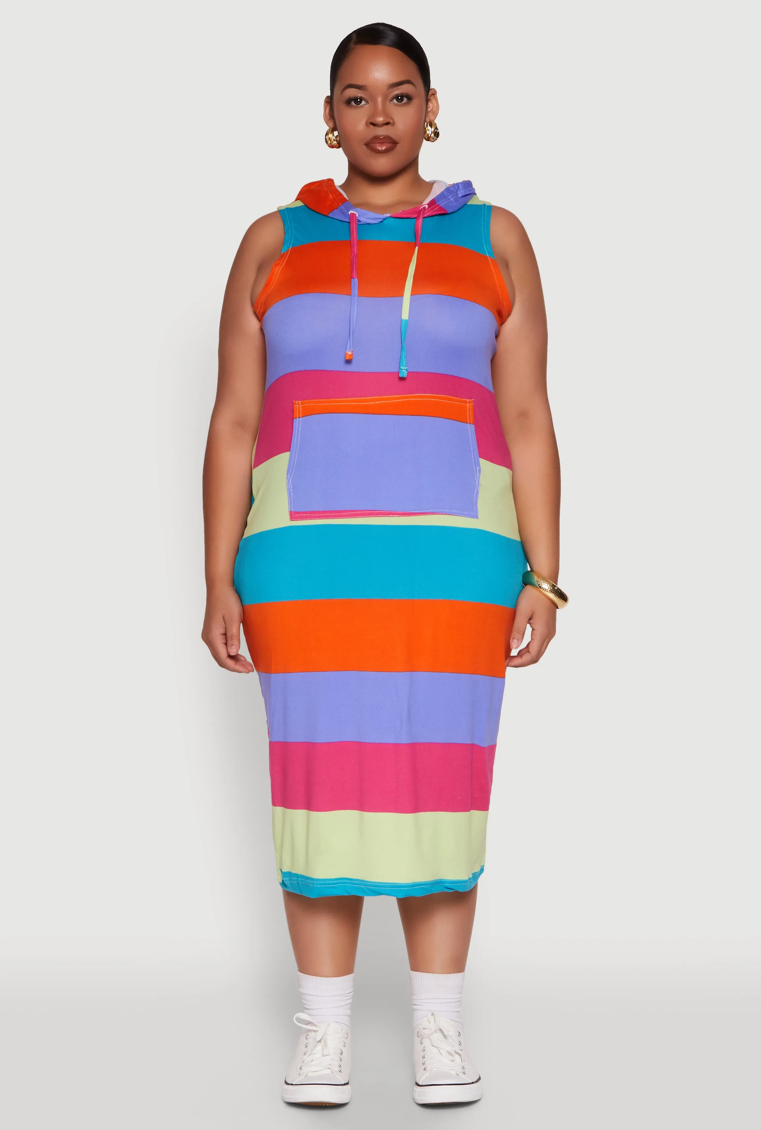 Plus Size Color Blocked Hooded Tank Dress sold by Rainbow product image thumbnail 2