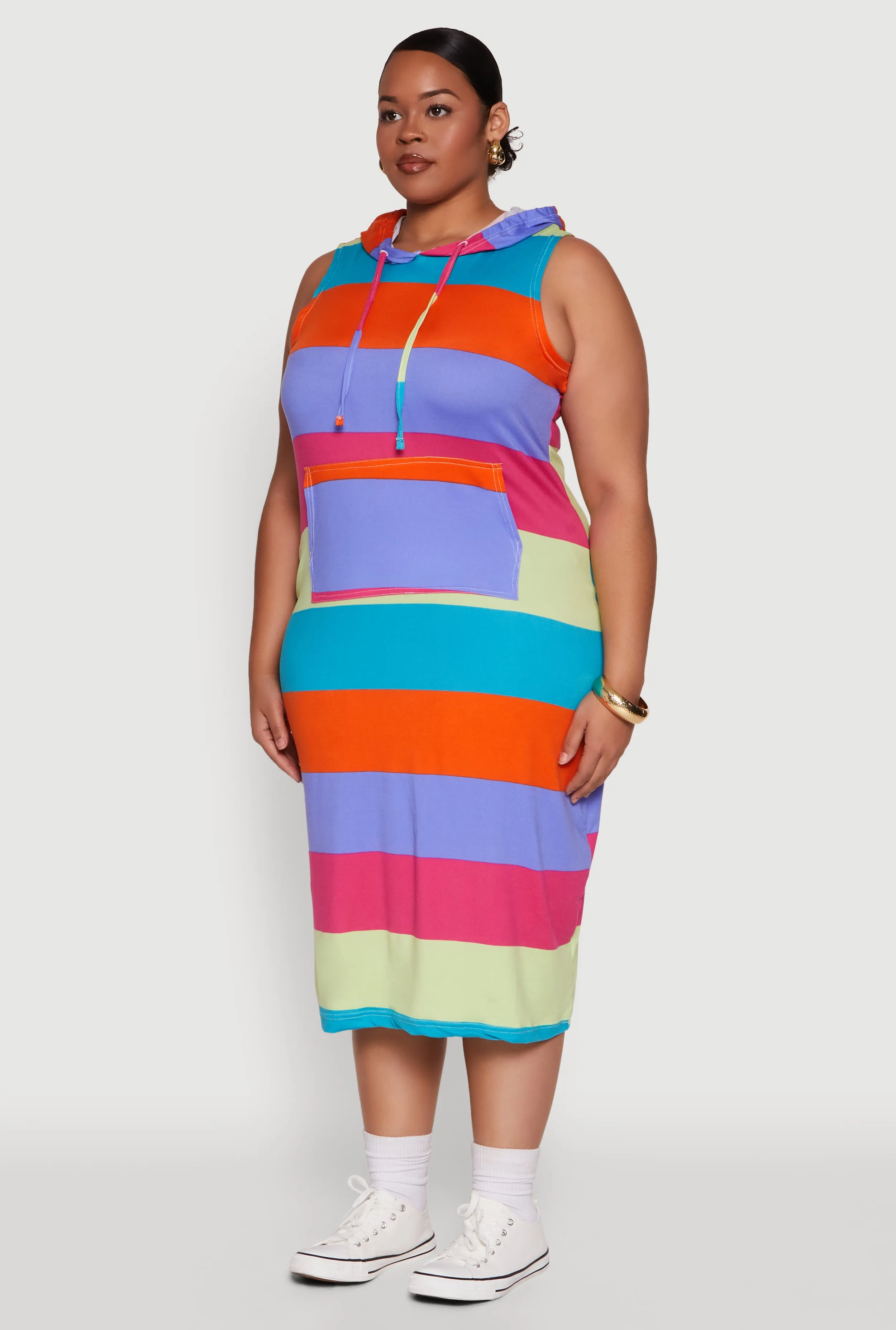 Plus Size Color Blocked Hooded Tank Dress sold by Rainbow product image thumbnail 3