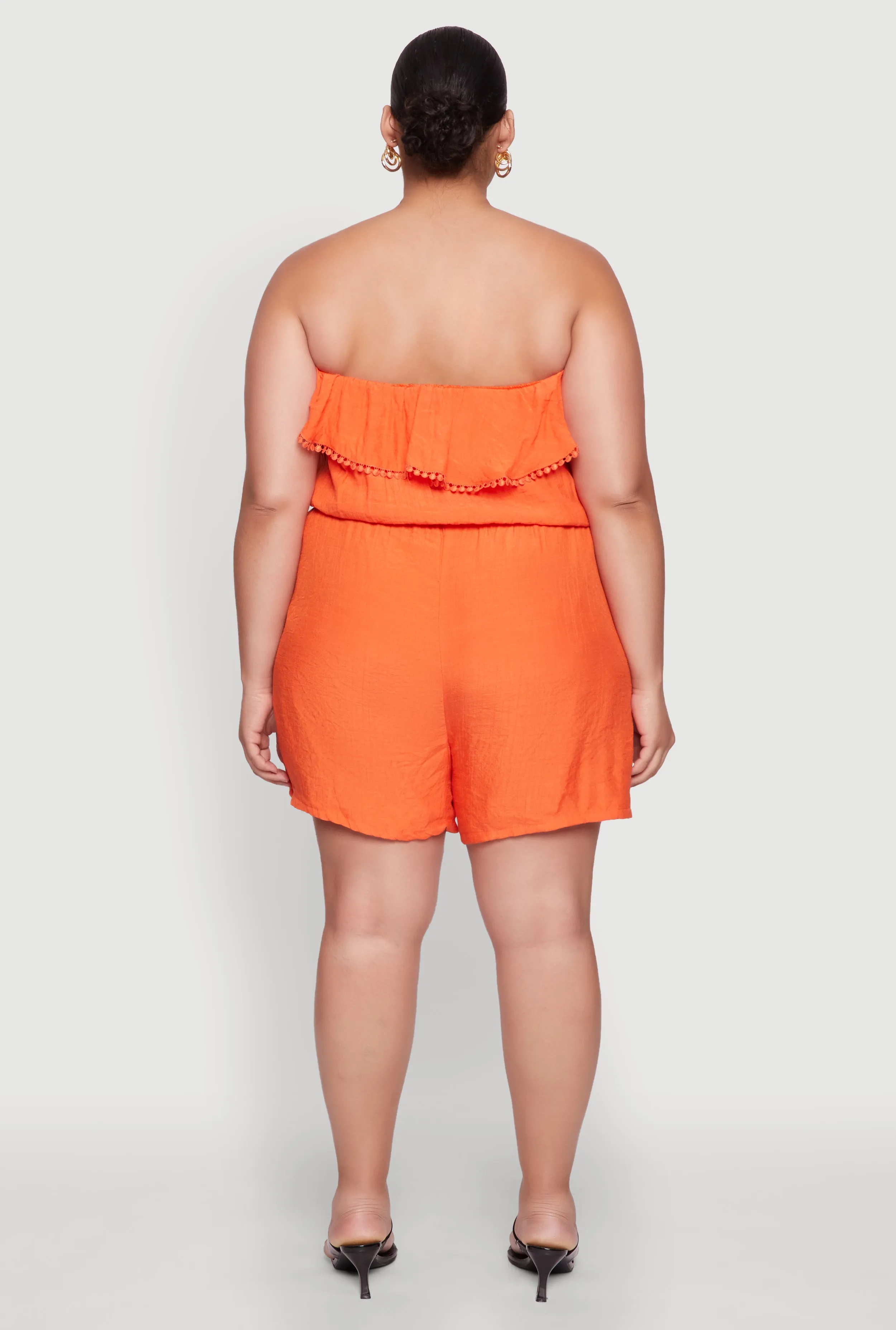 Plus Size Gauze Knit Ruffle Overlay Romper sold by Rainbow product image thumbnail 5