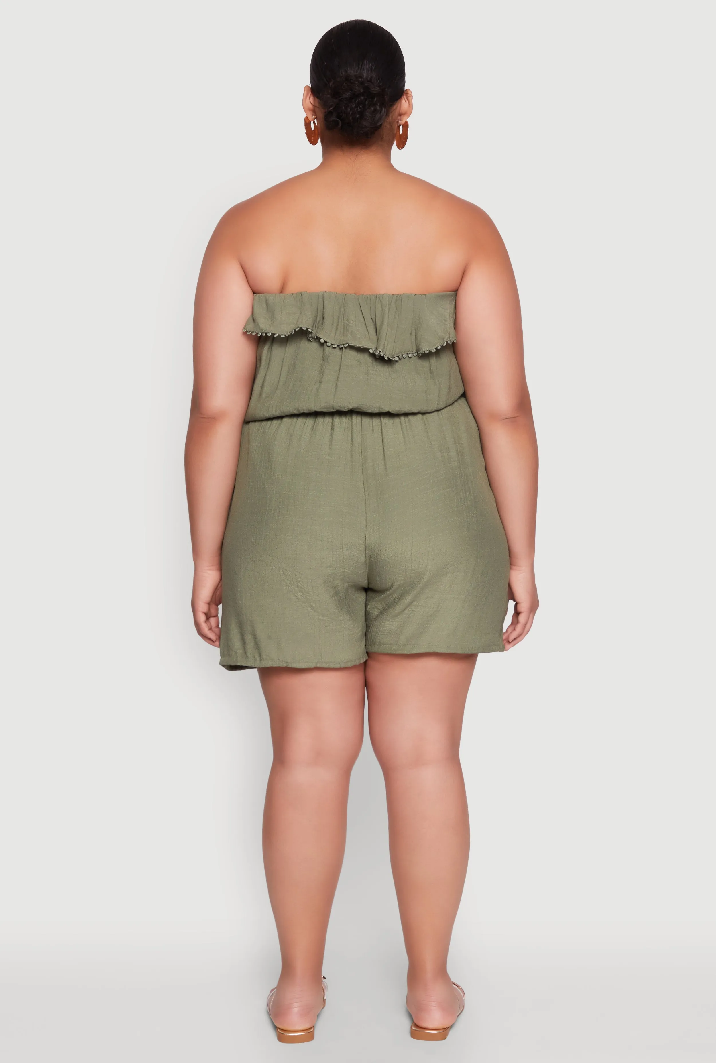 Plus Size Gauze Knit Ruffle Overlay Romper sold by Rainbow product image thumbnail 5