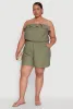 Plus Size Gauze Knit Ruffle Overlay Romper sold by Rainbow