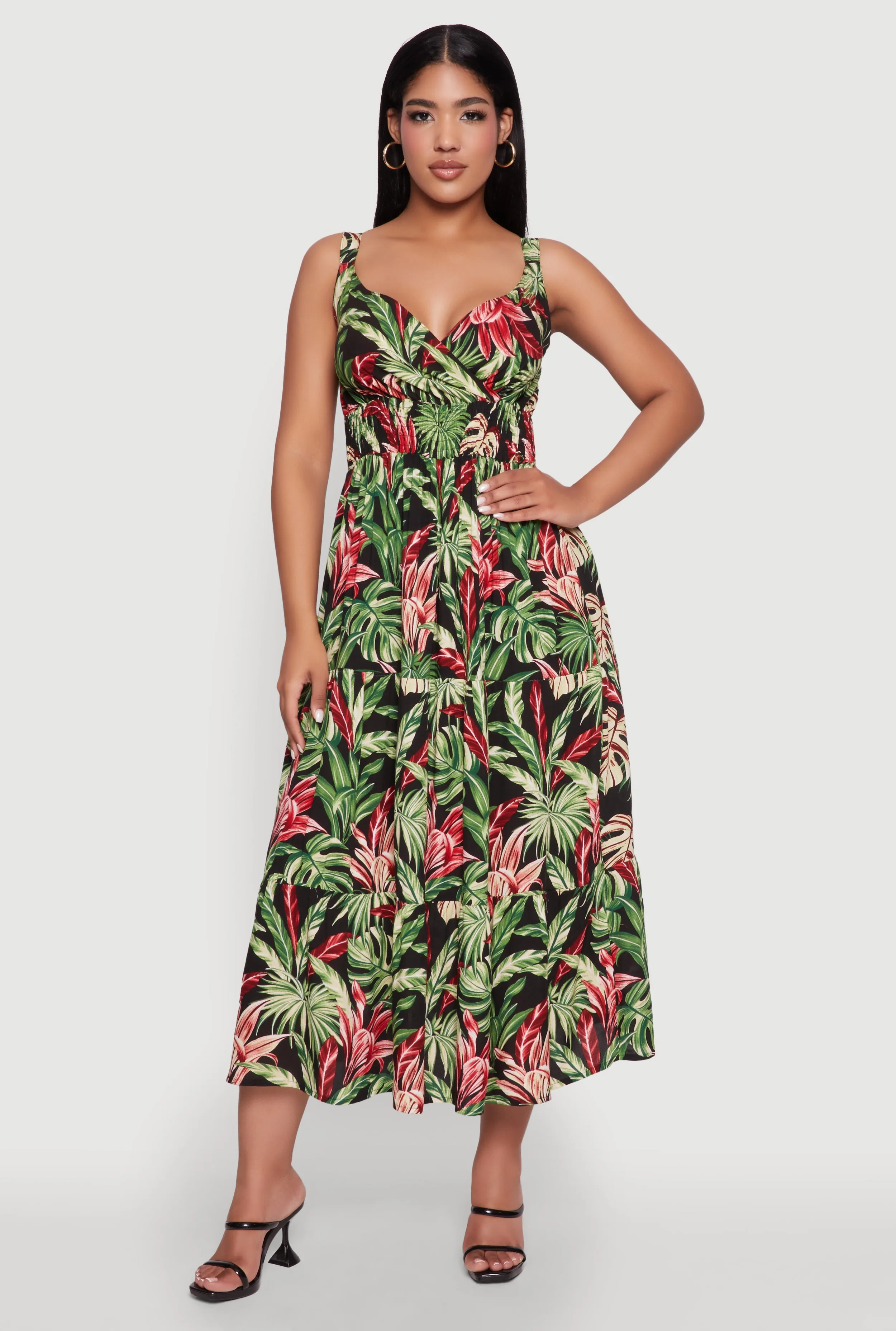 Tropical Leaf Print Empire Waist Sundress sold by Rainbow product image thumbnail 2
